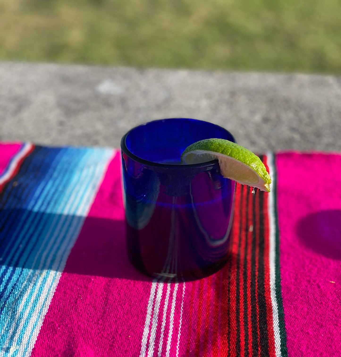 Dos Sueños Hand Blown Mexican Drinking Glasses â€“ Set of 6 Cobalt Tumbler Glasses (10 oz Each)