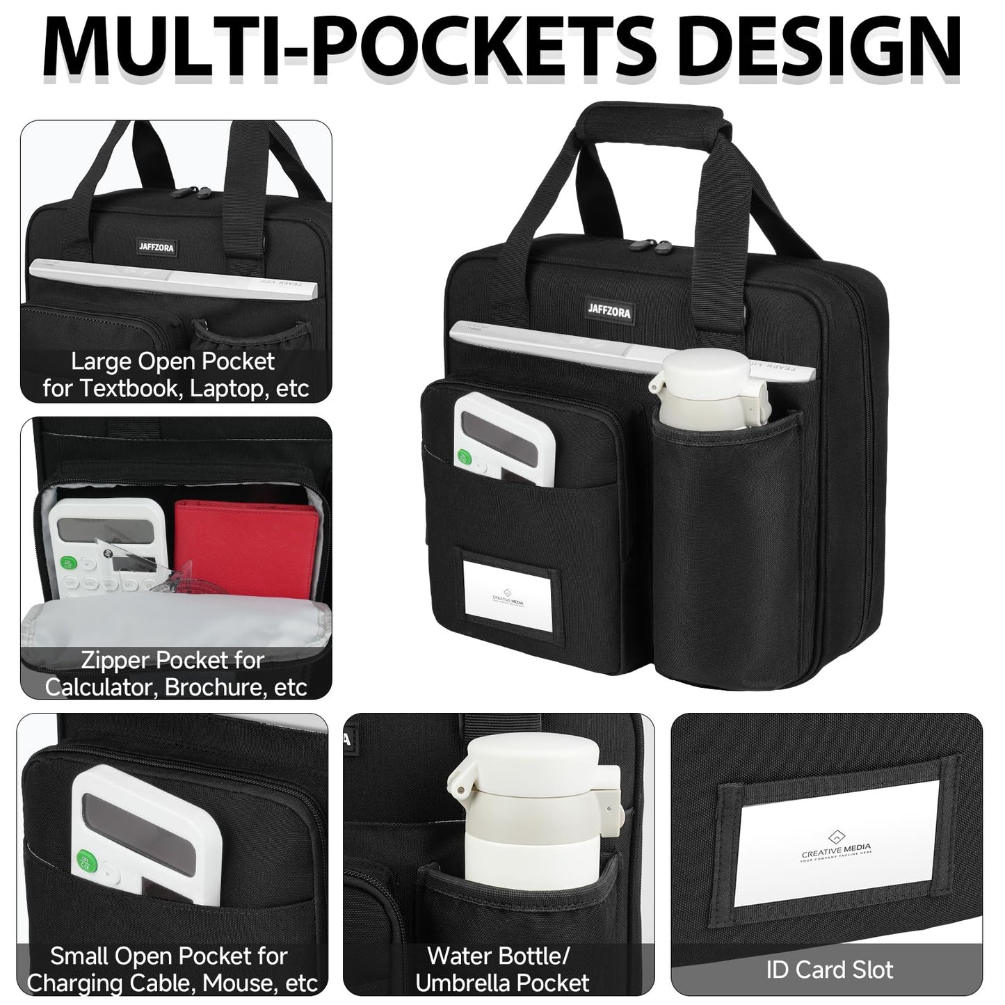 Zipper Binder 3 Ring with Shoulder Strap, 700 Sheets Capacity 3 Inch Binder with Zipper Fits 13 Inch Laptop for School and Office, Black