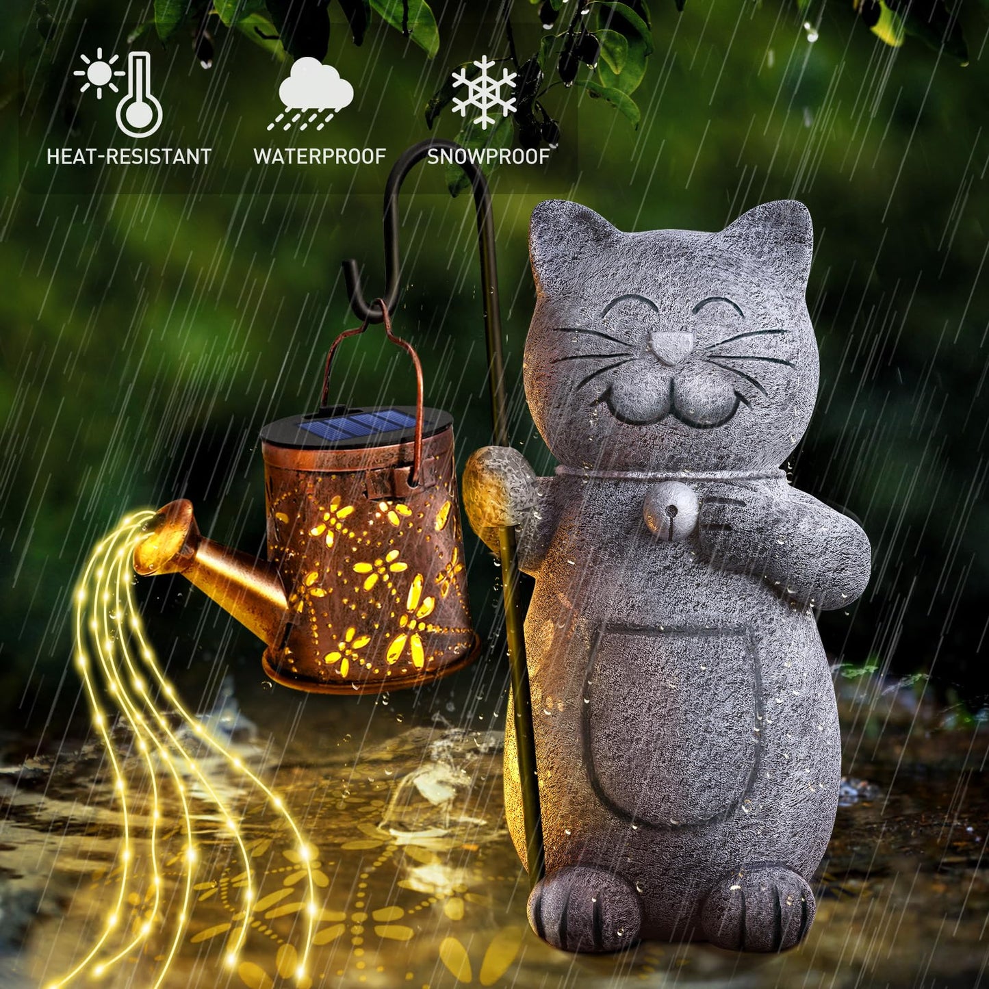Gifts for Women, Mothers Day Mom Gifts for Mom, Solar Garden Cat Decor Outdoor Statues, Anniversary Birthday Gifts for Women Her Grandma, Gardening Cat Lovers Gift, House Warming Gift New Home
