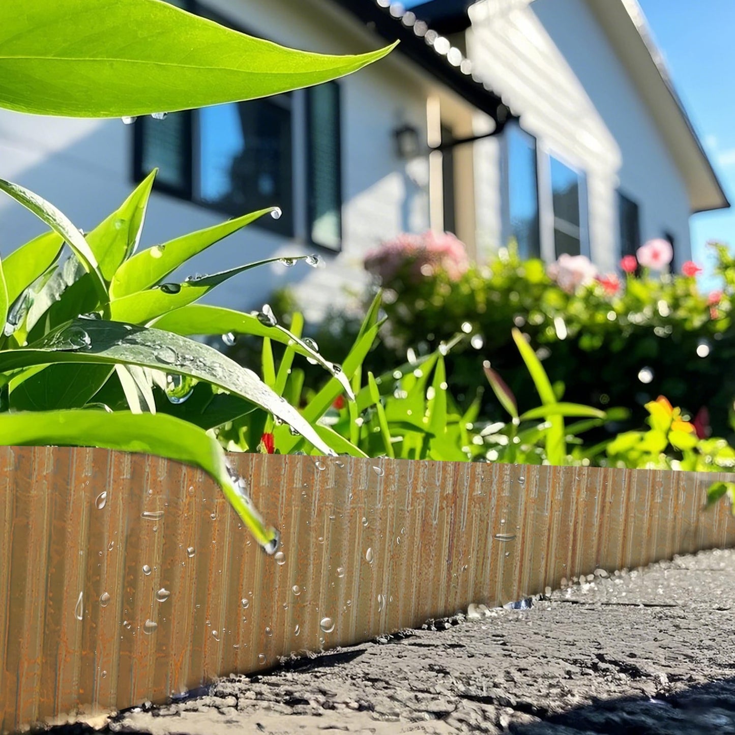 Worth 20 Feet Pre-Rusted Wavy Garden Edging - 8" Height - Heavy Duty Steel Lawn Edging - Long Metal Folding Garden Strips for Raised Flower Beds and