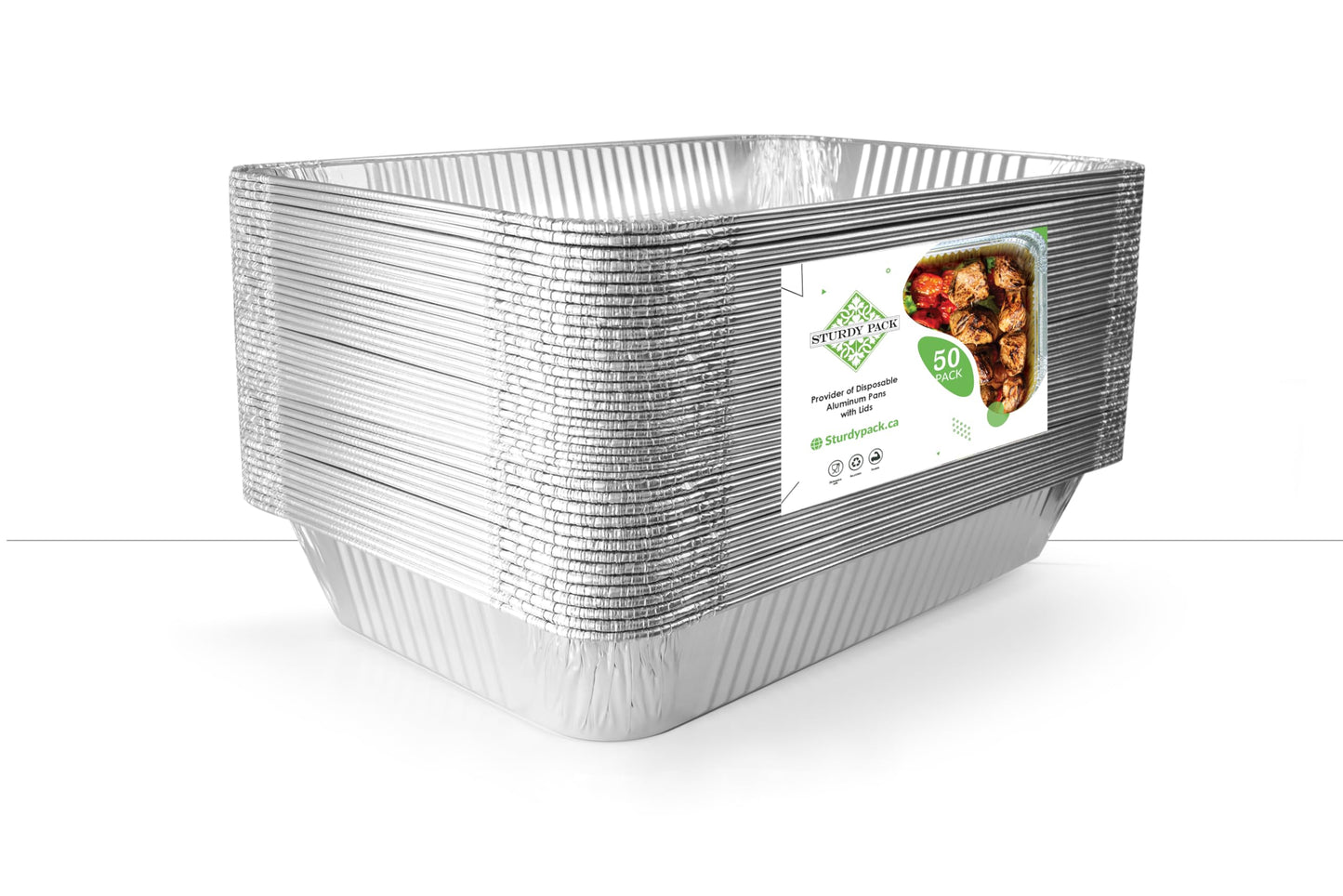 Sturdy Pack 21"x13"x3" Full-Size Disposable Aluminum Tray, Deep Steam Table Pans - Great for Catering, Cooking, Baking- 50 Pack Without Lids