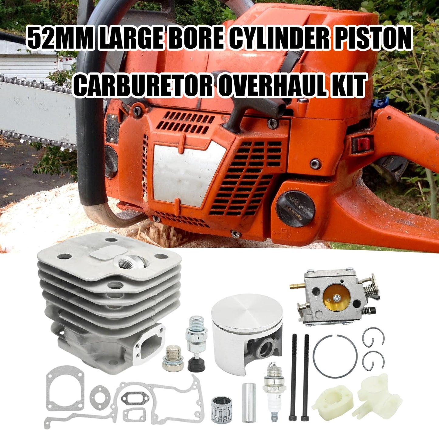 SYOWADA 52mm Cylinder Piston Kit Replacement for Husqvarna 266 266XP 266SE 61 Big bore Chainsaw, Replace 503517502