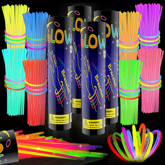 400 PCS Glow Sticks Bulk, Light Up Party Favors Neon Glow Bracelets and Glow Necklaces with Connectors, Glow in The Dark Sticks, Easter, Christmas, Halloween Party Supplies Pack, Party Favors for Kids