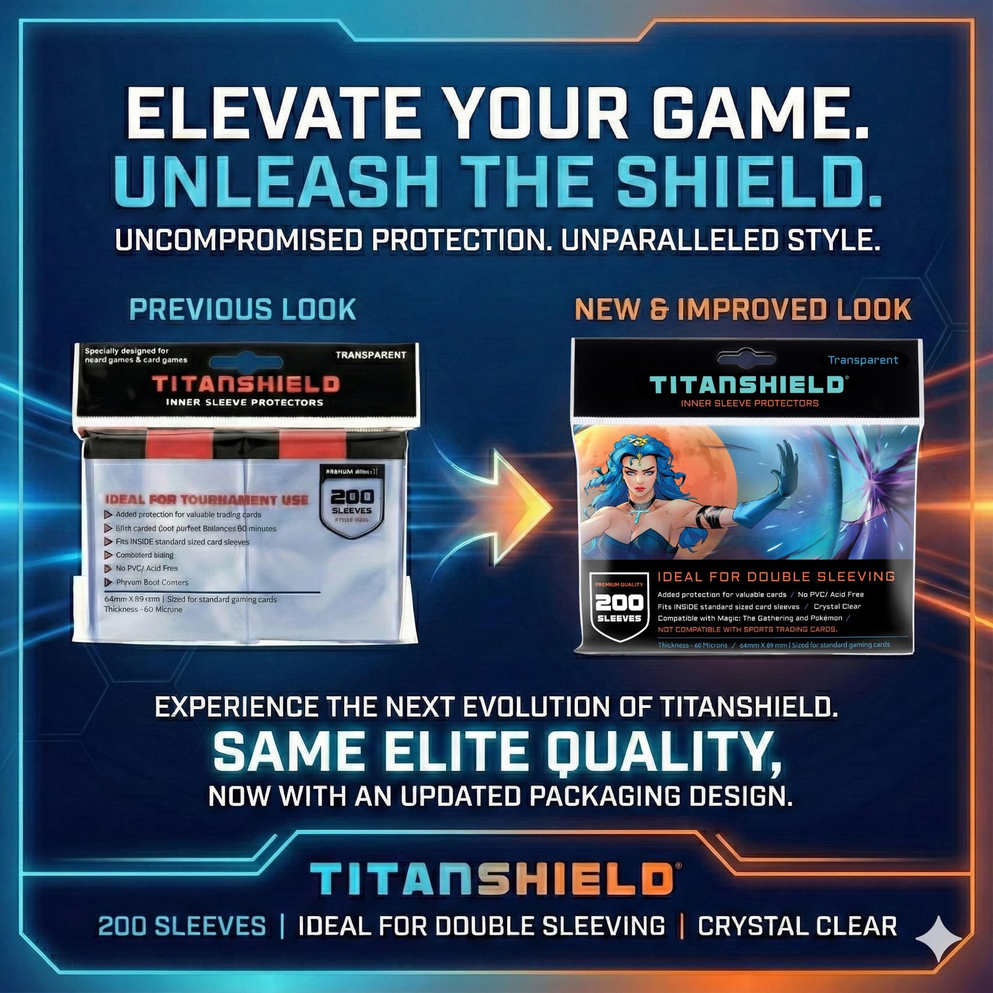 TitanShield | Inner Sleeves | Perfect Fit Card Sleeves | Compatible with Pokémon Cards MTG Magic The Gathering Lorcana | for Double Sleeving (Daylight (Transparent), 1000 ct)