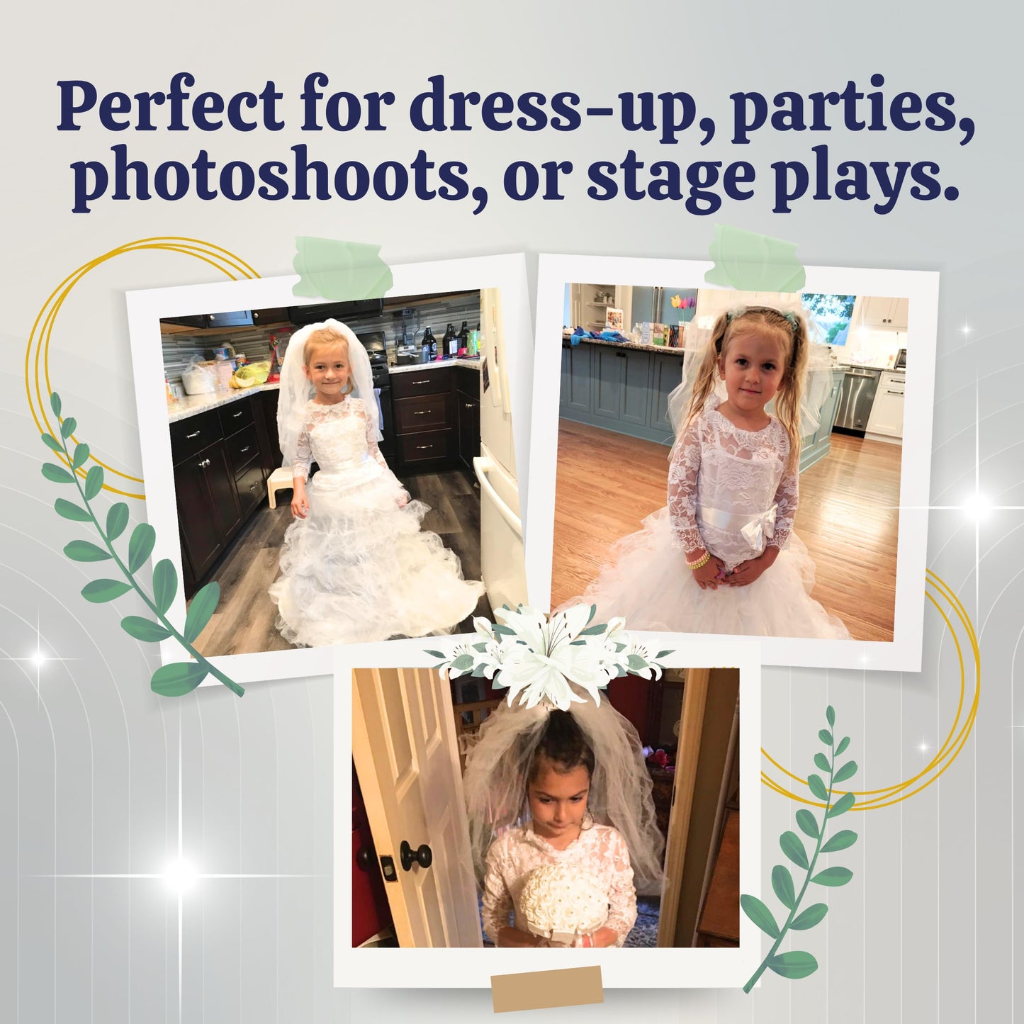 Dress Up America Bride Costume – Dreamy Bridal Dress with Wedding Veil for Girls