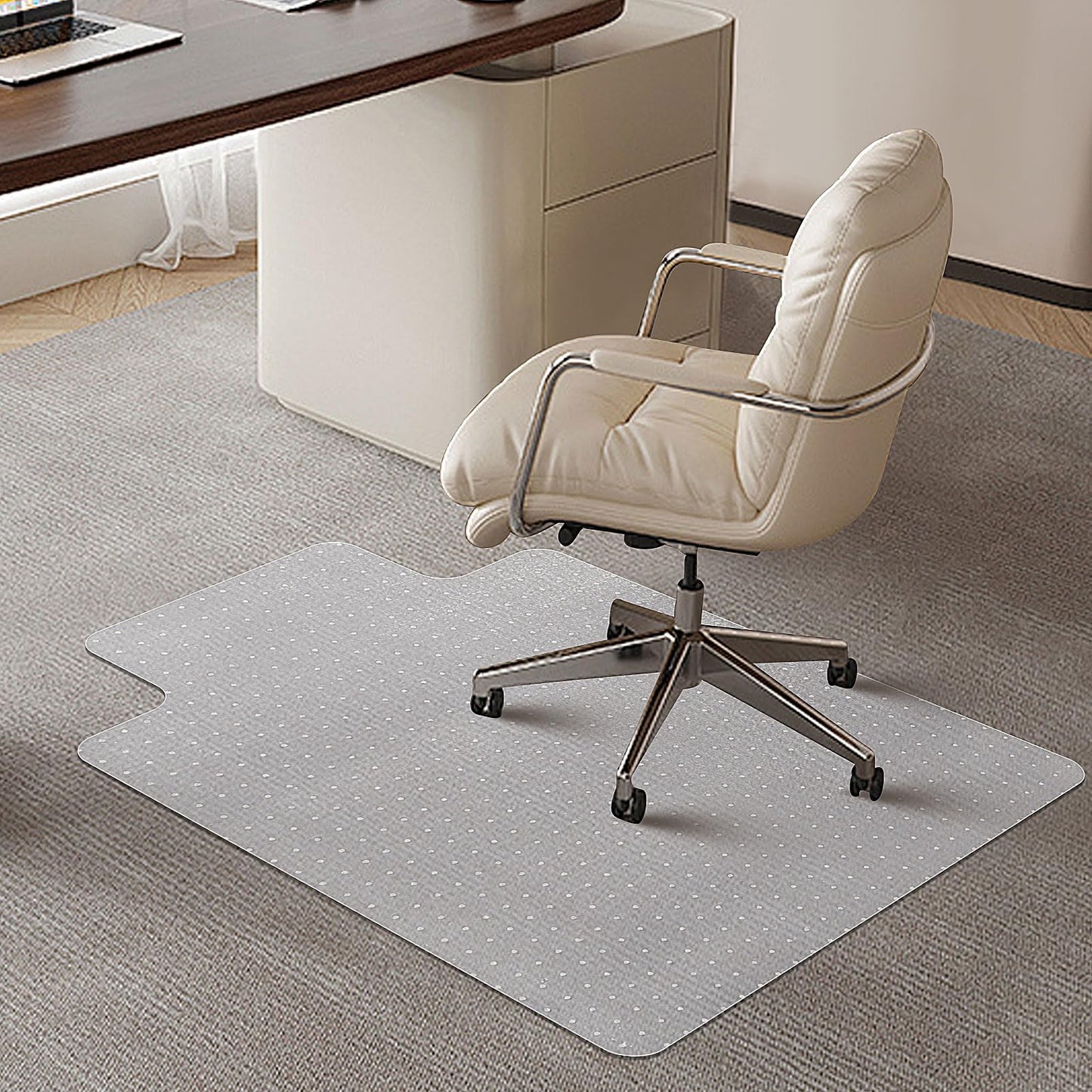 SHAREWIN Chair Mat for Carpeted Floor with Lip,47''×36'' PVC Carpet Protector for Low Pile Carpets Heavy Duty Effective Grip Anti-Slip,Won't Crack,Easy to Clean for Office and Home