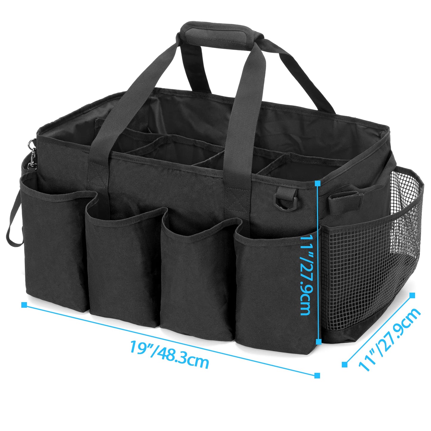 HODRANT Extra-Large Cleaning Caddy, Organizer with Handles for Cleaning Tools & Products Storage, Large Capacity Tote Bag for Car, Home & Housekeeping Work, Black