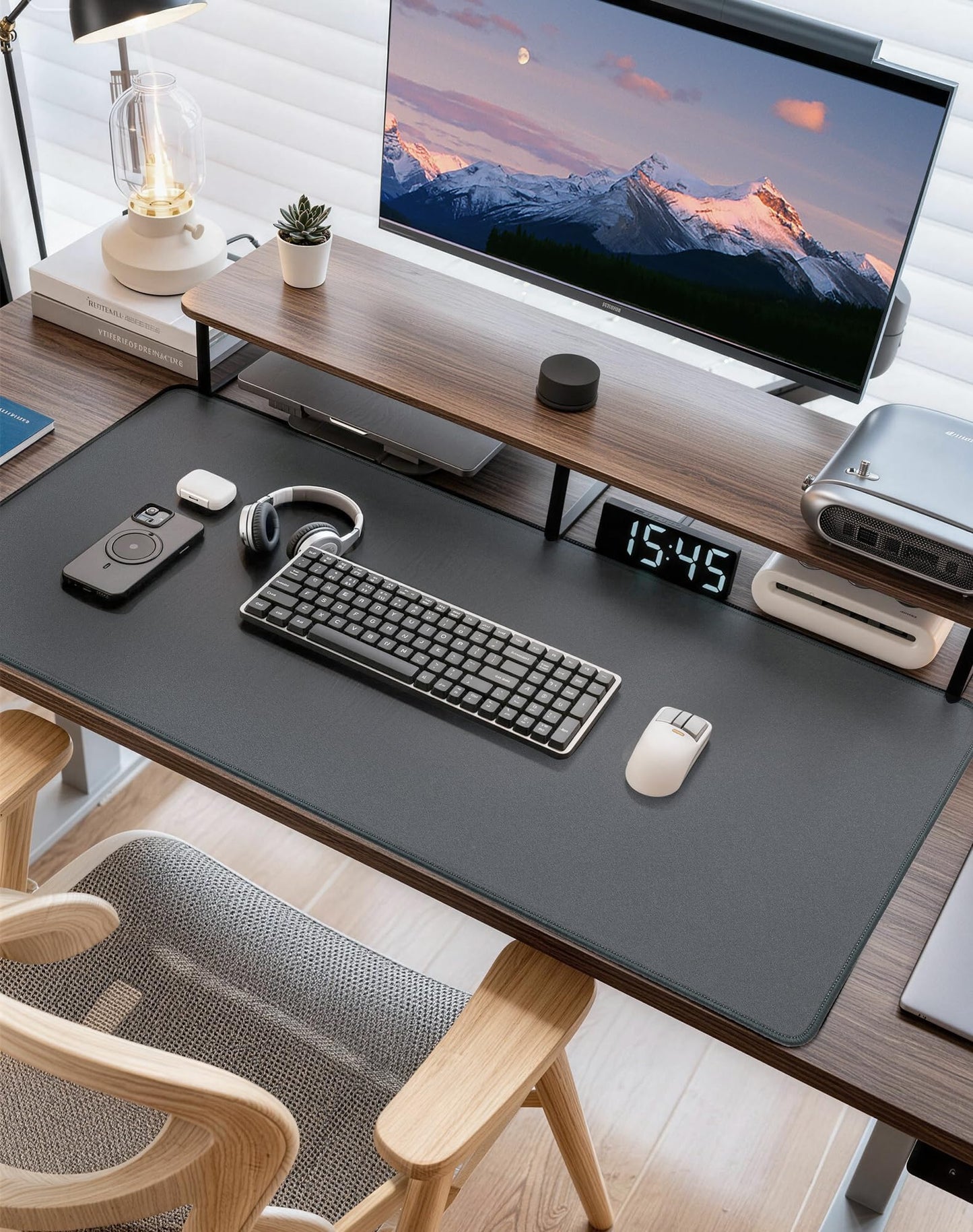 Reniteco Waterproof Large Gaming Mouse Pad with Durable Stitched Edges, Non-Slip Rubber Base, Grainy Jacquard Mouse Mat Desk Pad for Home Office Gaming, 30cm x70cm x0.3cm, Matte Gray