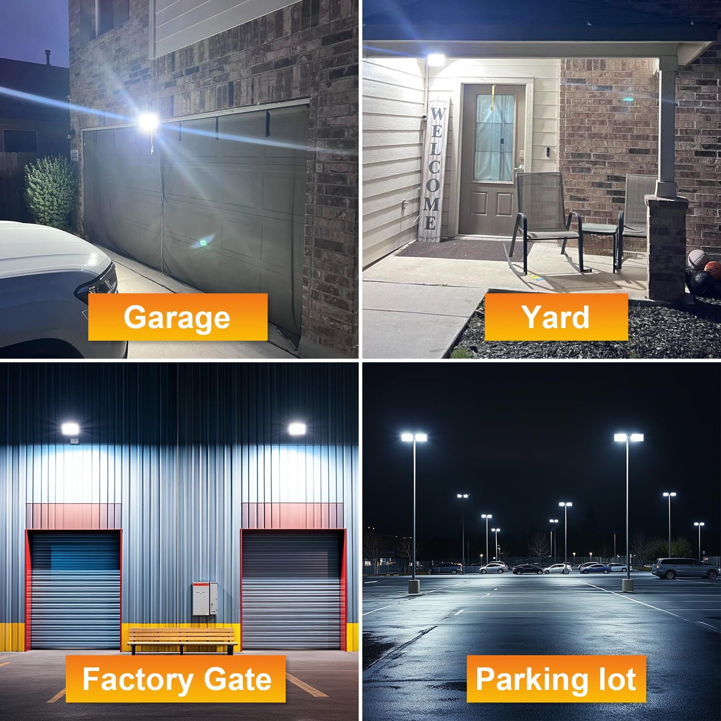 YOJZMA LED Flood Lights Outdoor 200W 20000 lm Bright Security Light with Plug IP66 Waterproof 6000K Cool White Job Site Work Lamp for Factory Garage Garden Playground Yard Lawn Patio