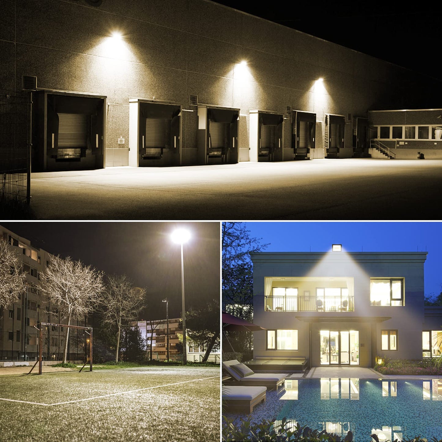 SKYWORLD 2 Pack LED Flood Lights Outdoor, 150W 15000LM LED Security Flood Light, 4000K Daylight Warm White IP66 Waterproof Lighting Outside for Garden Yard Garages Patio Billboard Playground Stadium