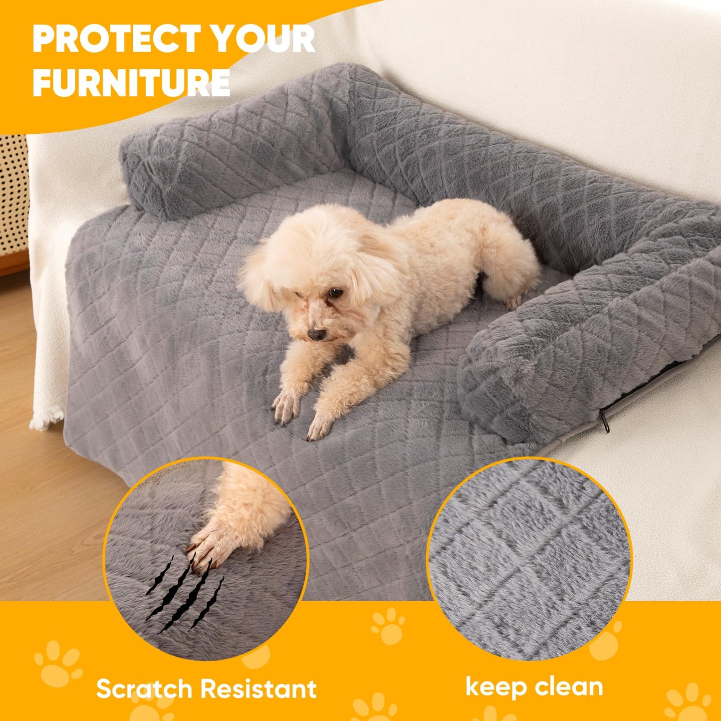 Calming Dog Bed Mat, Durable Fluffy Fuzzy Dog Bed Blanket with Removable Washable Cover, Perfect Pet Couch for Small, Medium and Large Dogs