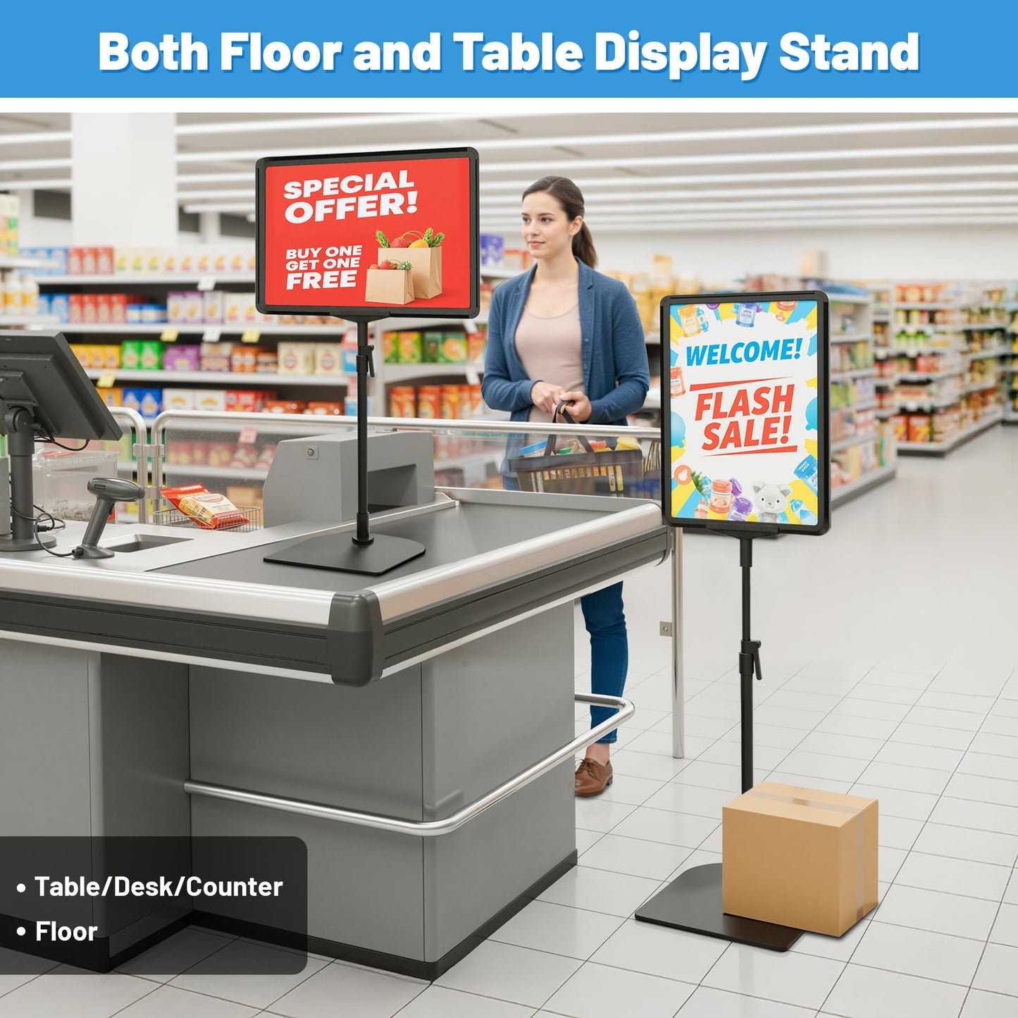 VAIIGO 6Pack Sign Stand for Display 8.5 x 11, Adjustable Poster Stand for Table Top & Floor, Floor Standing Sign Holder, Metal Signage Stands for Business, Tradeshow, Store, Farm Display Stands