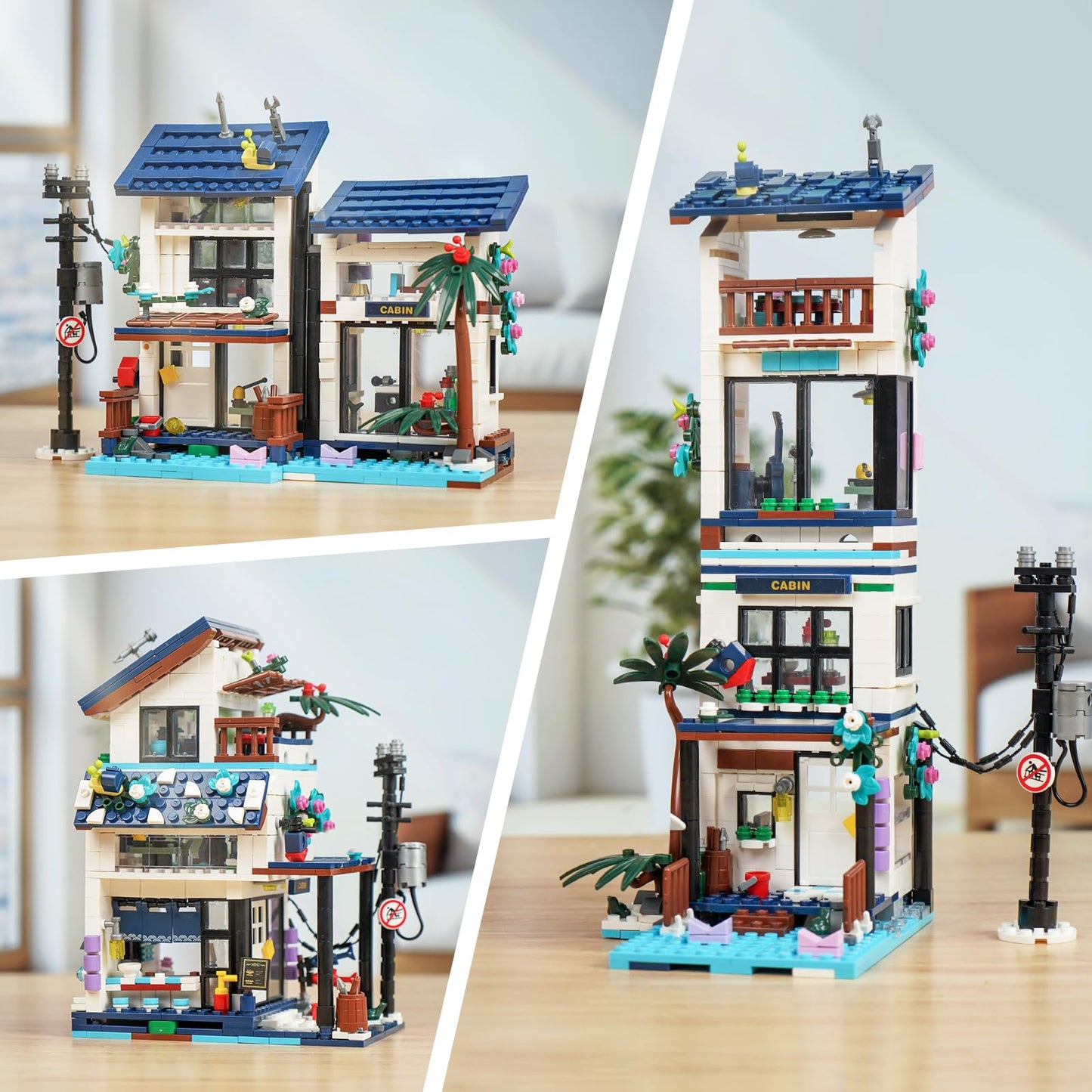 3 in 1 Vacation Beach House Building Set, Compatible with Friends Seaside Villa, Construction Educational Toy with Light, Birthday Gift for Kids Girls Aged 8-12 (813 PCS)