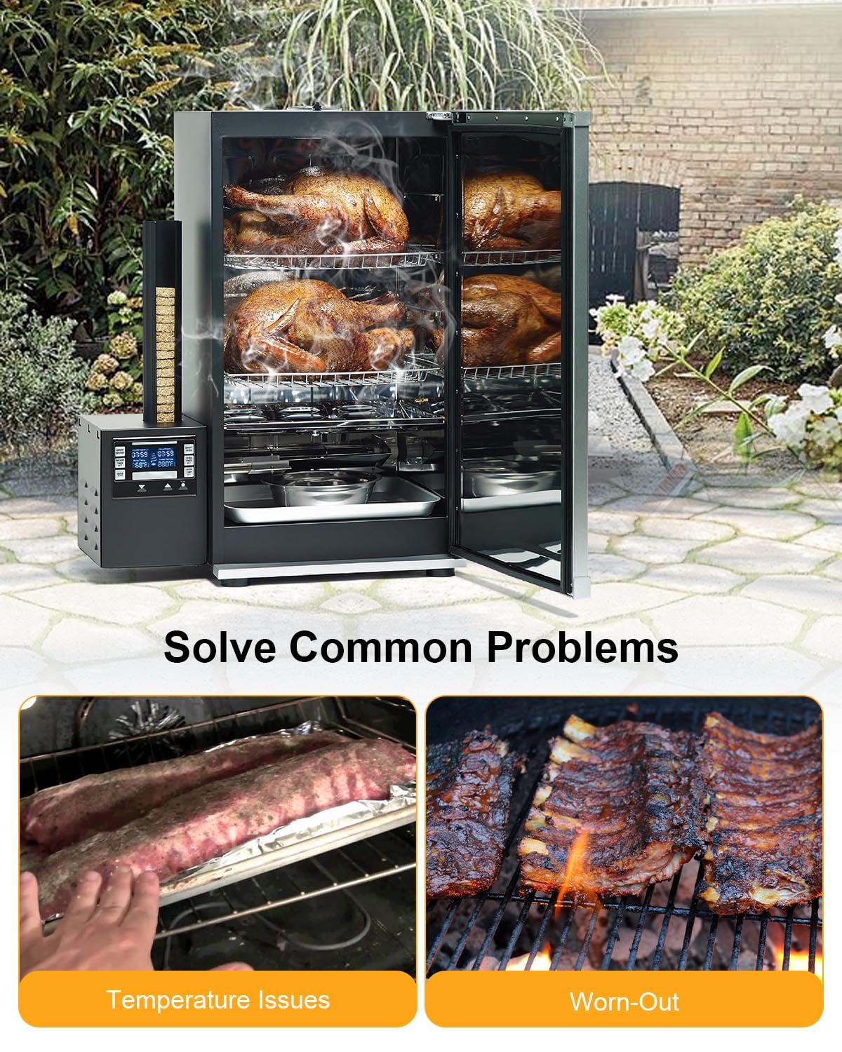 120V 500W Heating Element Compatible with Bradley Smoker BS611 BTDS76P 4-Rack Outdoor Electric Smoker BTDS108P 6-Rack Digital Food Smokers, Ceramic Sheath with Nuts