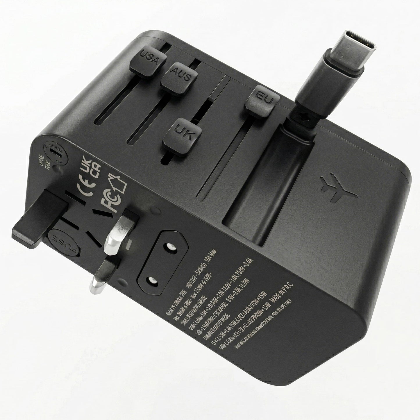 Universal Travel Adapter | 70W GaN International Power Adapter | Fast Charging for US, UK, EU, AU Plug | Laptops Tablets Phones