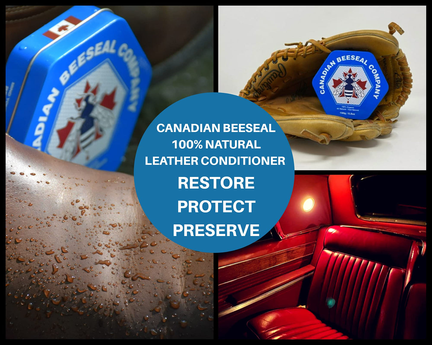 2 Pack 150g/5.5oz Beeseal 100% Natural Leather Conditioner Wax with Organic Beeswax for Preserving, Refinishing and Restoring Leather and Wood