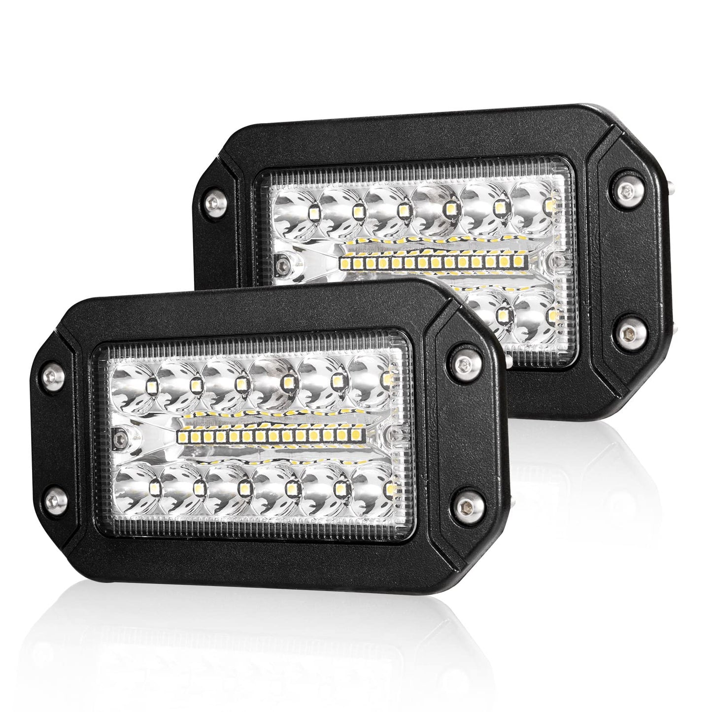 FIERYRED Flush Mount LED Light Pods - 6 Inch Spot Flood Combo Beam LED Light Bar 4000LM Off-Road Bumper Driving Lights for Trucks Tractor SUV 4x4 ATV UTV Pickup, Pack of 2
