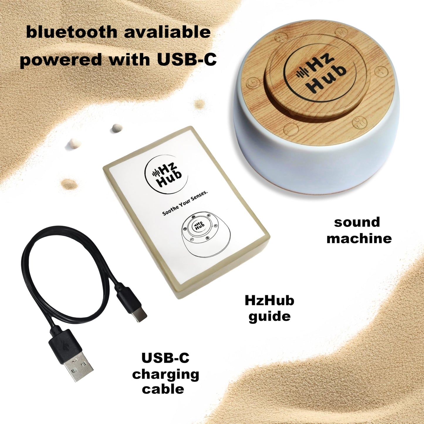 Hz Hub Solfeggio Hertz Frequency Vibrational Sound Healing & White Noise Portable Sound Machine. Meditation/Sleeping/Yoga/Study/Relaxing 15 Calming Sounds. 3 Timers & 3 Lights (Light Grain, Standard)