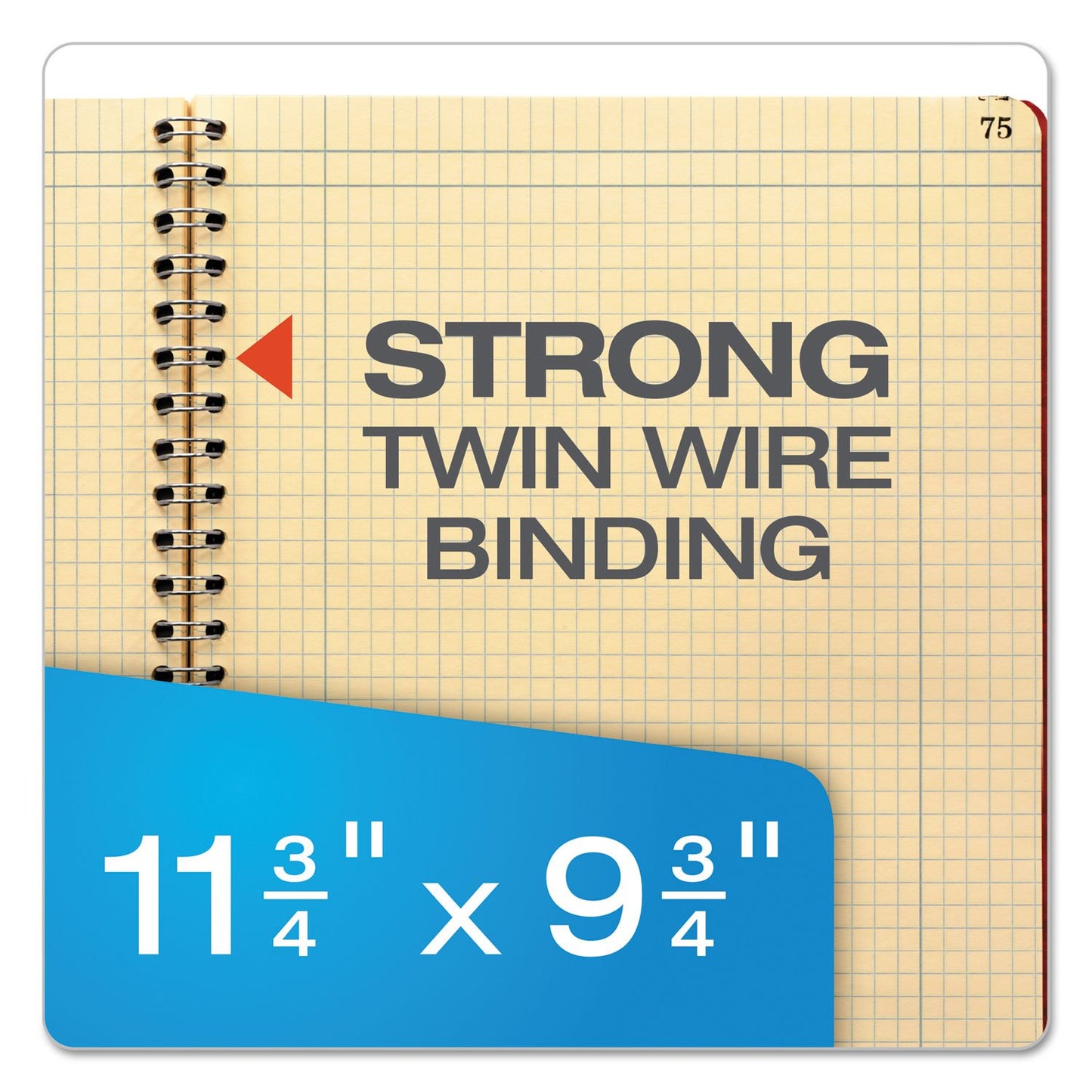 Ampad Engineers Research and Computation Book, Wirebound, Size 11-3/4 x 9-1/4, 24 Pound Paper, 76 Sheets, Buff Paper, 4x4 Ruling, Red Cover (22-157)