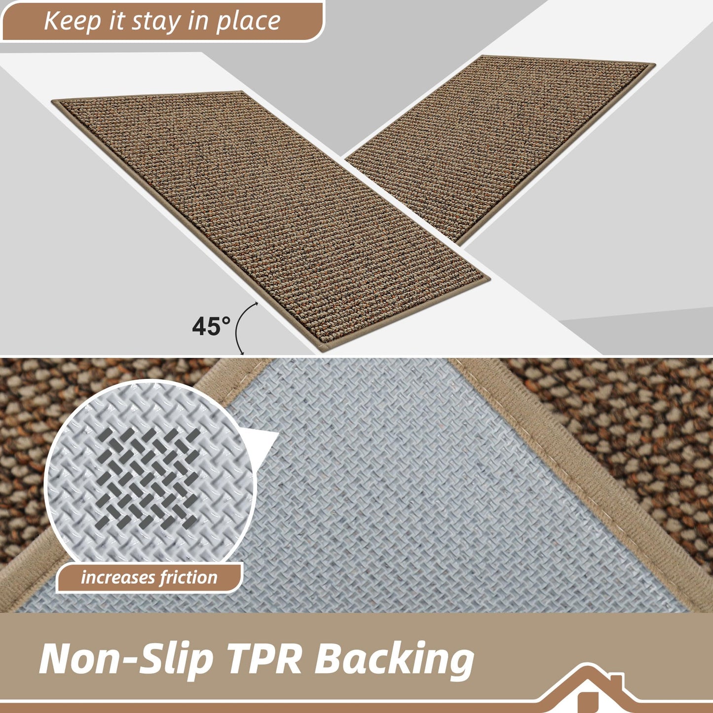 BEQHAUSE Dirt Trapper Door Mat 20" x 32", Non-Slip Washable Doormats Entrance Mat, Dirt Resistant and Absorbent Welcome Mat, Low Profile Floor Mats for Front Back Door and Entryway, Taupe