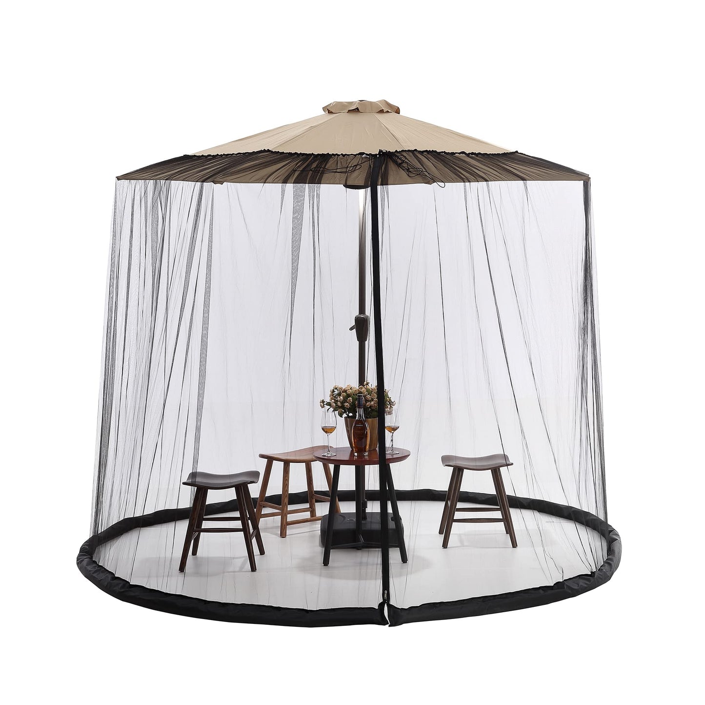 Tiimmgaal 10FT Mosquito Net for Patio Umbrella Outdoors Screen Polyester Hanging Tent （Mosquito Net Only） (10FT)