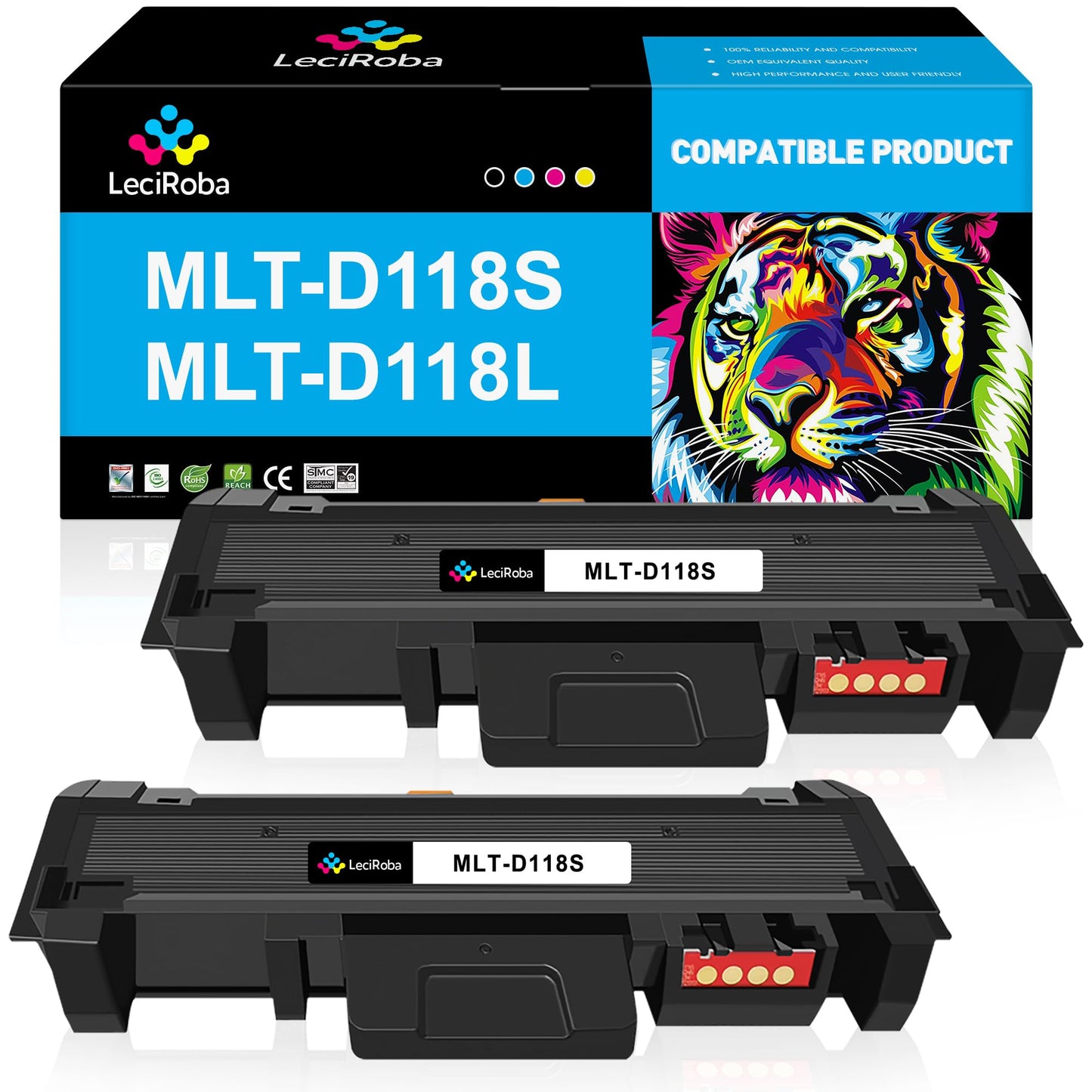 LeciRoba MLT-D118S Black Toner Cartridge Replacement for Samsung MLT-D118S D118S MLT-D118L MLT-D118E Toner for Samsung Xpress M3065FW M3015DW Printer (1,200 Pages, 2-Pack)