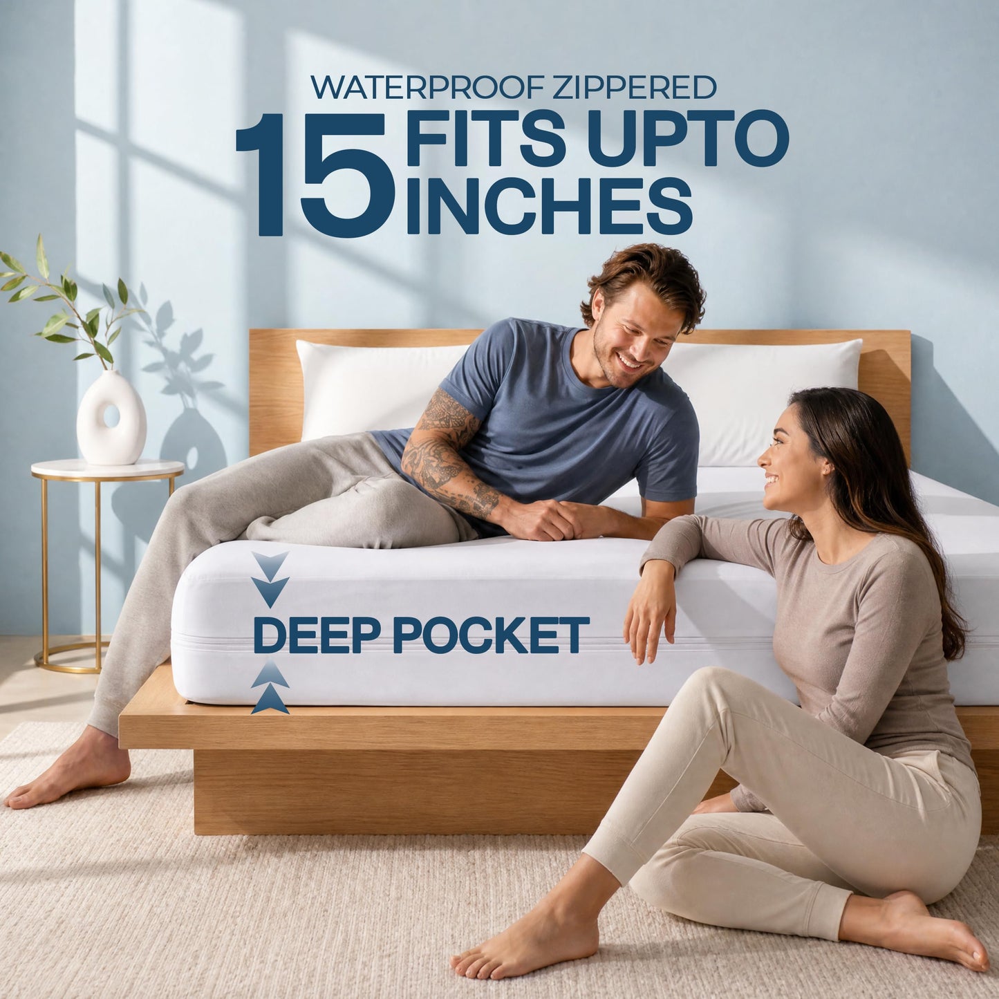 Beddora Zippered Mattress Encasement Queen - 100% Waterproof and Bed Bug Proof Mattress Protector - Absorbent, Six-Sided Mattress Cover