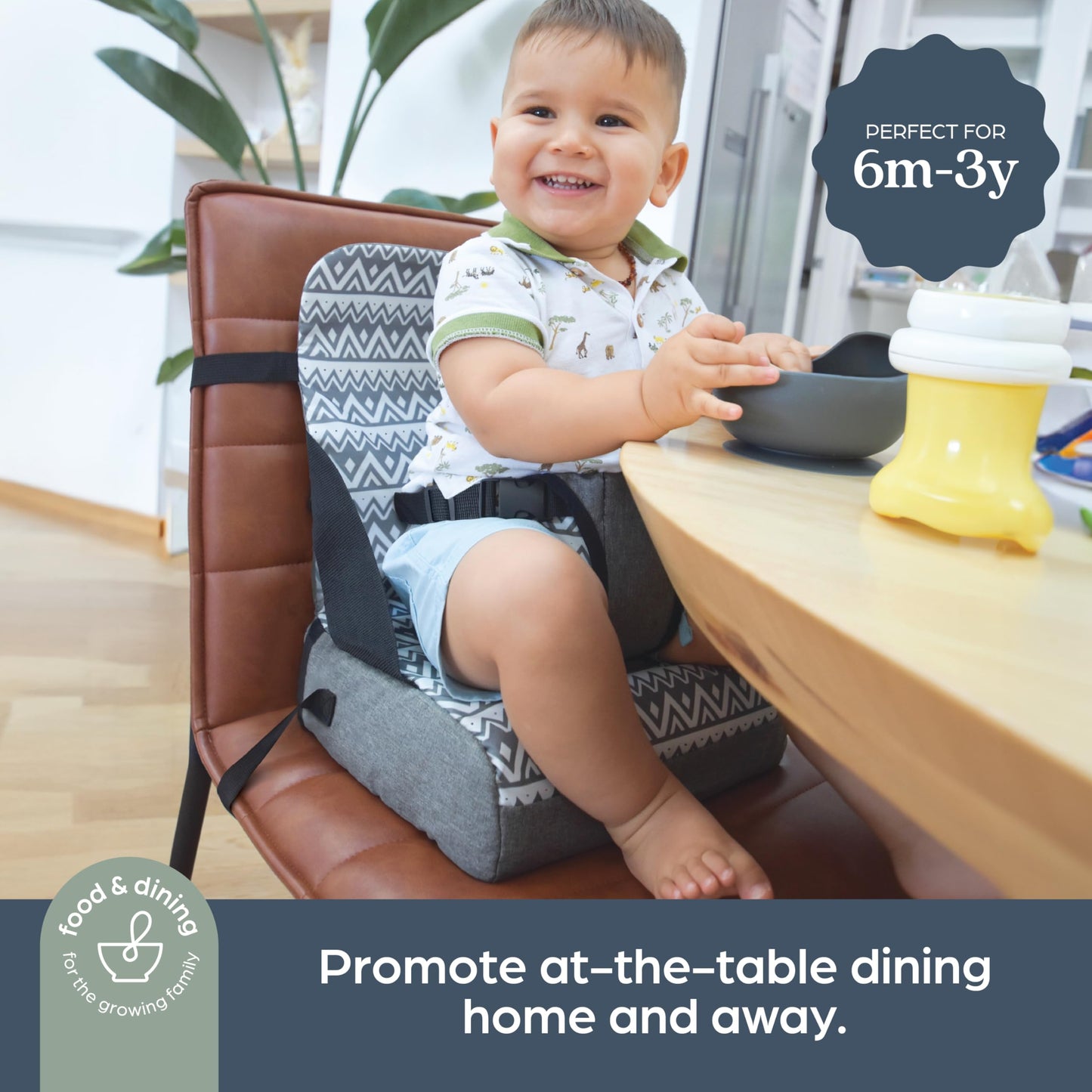 Dreambaby Grab 'n Go Booster Seat with Adjustable Securing Straps - Toddler Booster Seat for Eating - Compact, Lightweight & Portable - Fits Most Dining Chairs