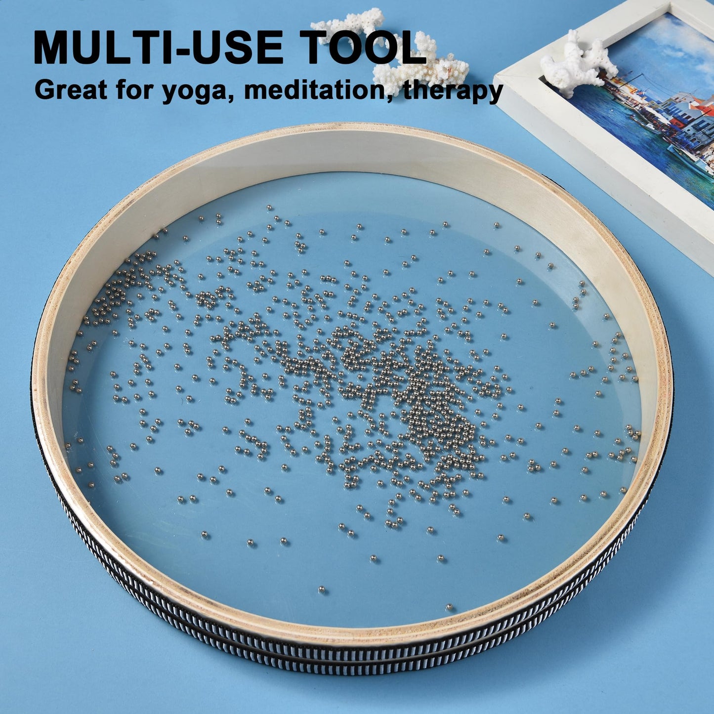 MIHEY 12 Inch Wave Bead Ocean Drum, Sea Sound Drum Percussion Instruments for Sound Healing, Sound Therapy and Sound Bath
