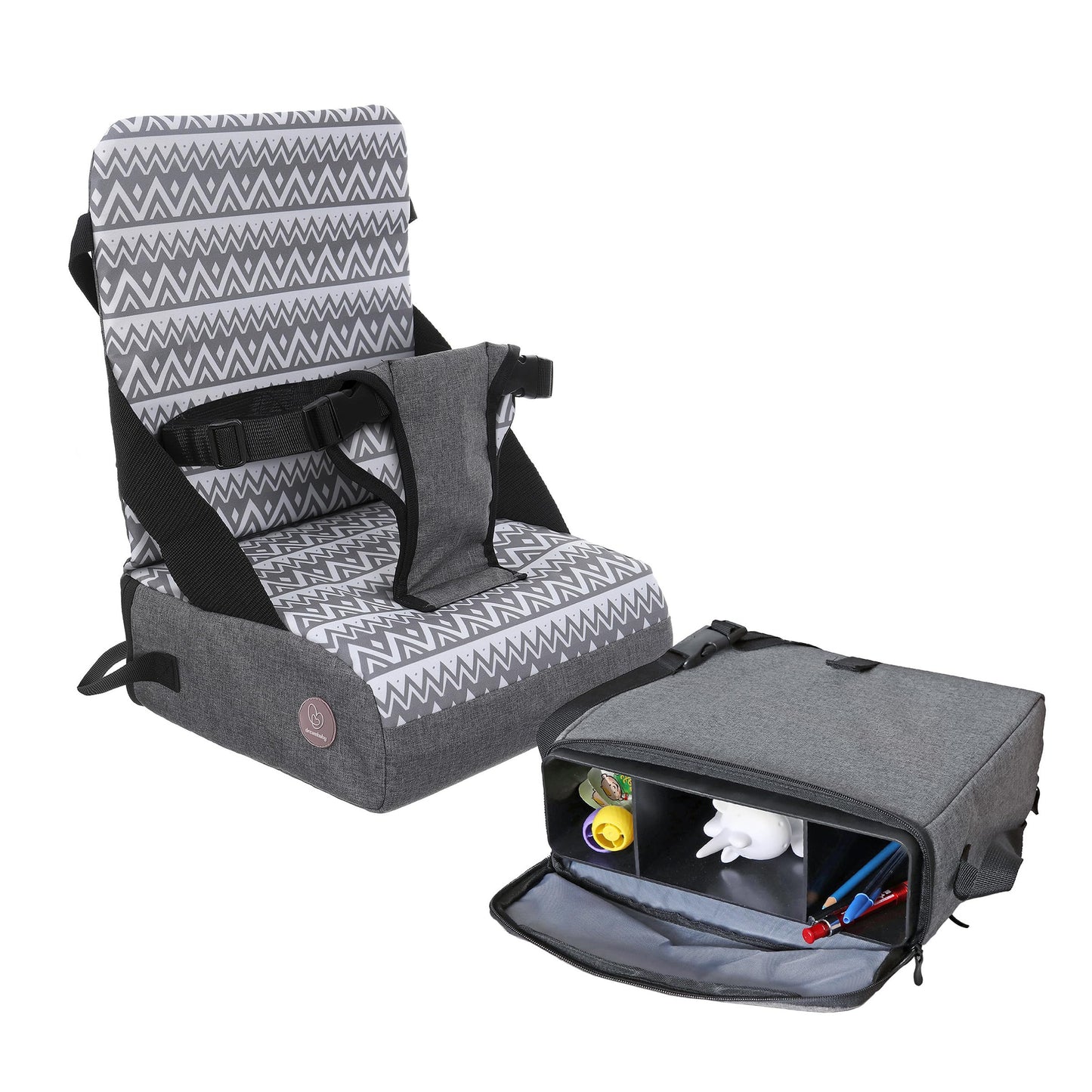 Dreambaby Grab 'n Go Booster Seat with Adjustable Securing Straps - Toddler Booster Seat for Eating - Compact, Lightweight & Portable - Fits Most Dining Chairs
