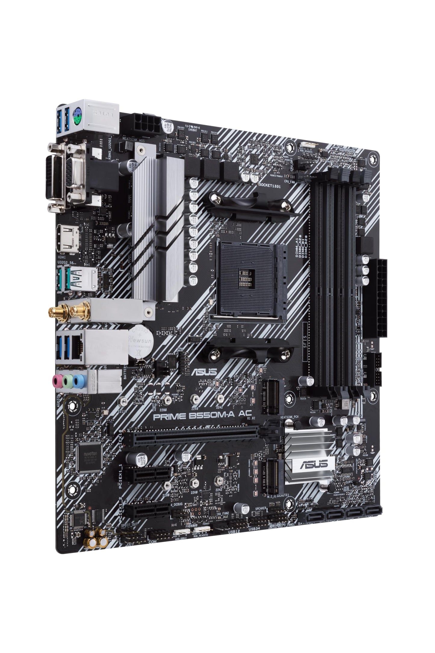 ASUS Prime B550M-A AC AMD AM4 (3rd Gen Ryzen) Micro ATX Motherboard (PCIe 4.0, WiFi, ECC Memory, 1Gb LAN, HDMI 2.1/D-Sub, 4K@60HZ, Addressable Gen 2 RGB Header and Aura Sync)