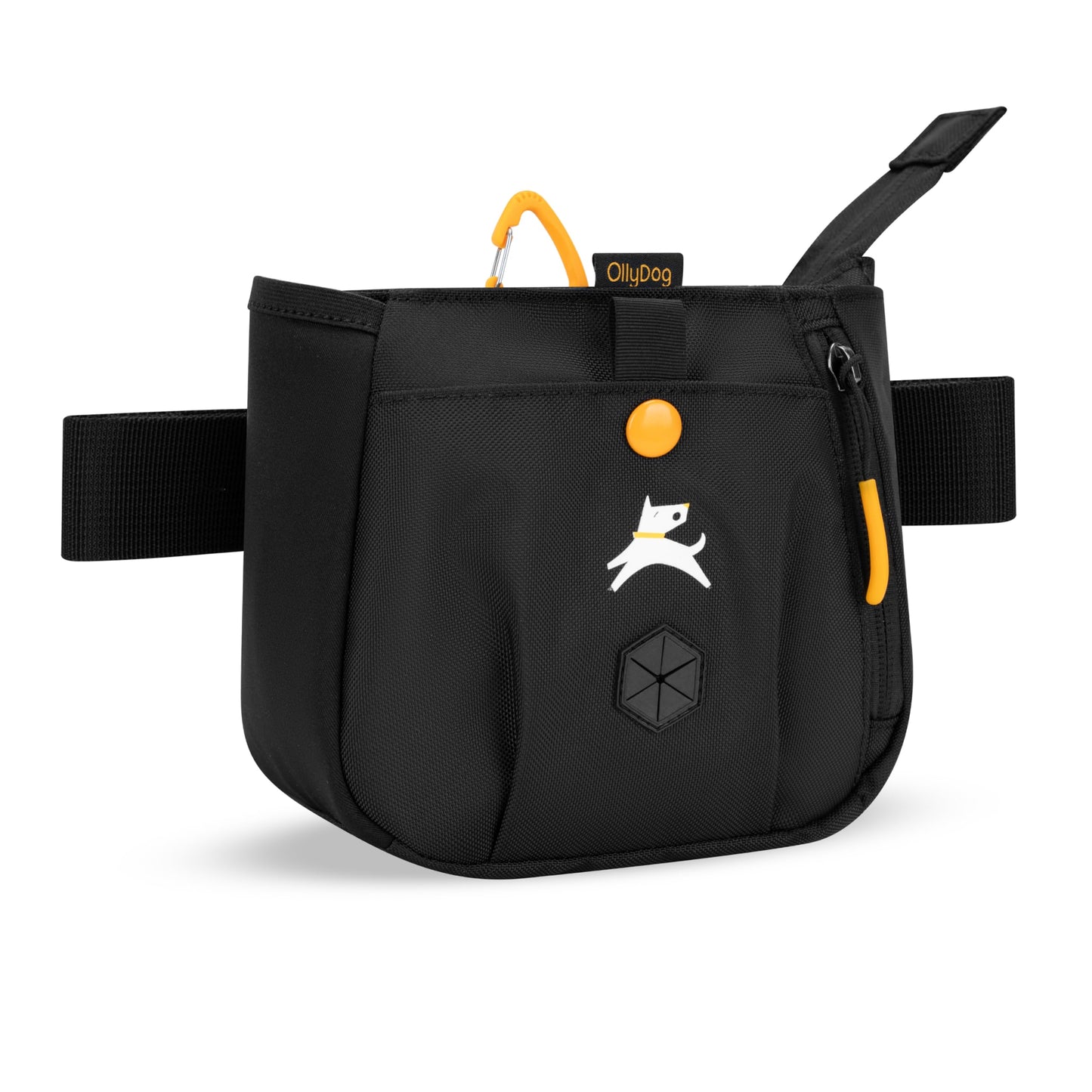 OllyDog Backcountry Day Bag | Hands-Free Dog Training Treat Pouch | Fanny/Hip Pack with Zipper Closure & Built-in Poop Bag Dispenser | Removable Waist Clip (Raven S'25)