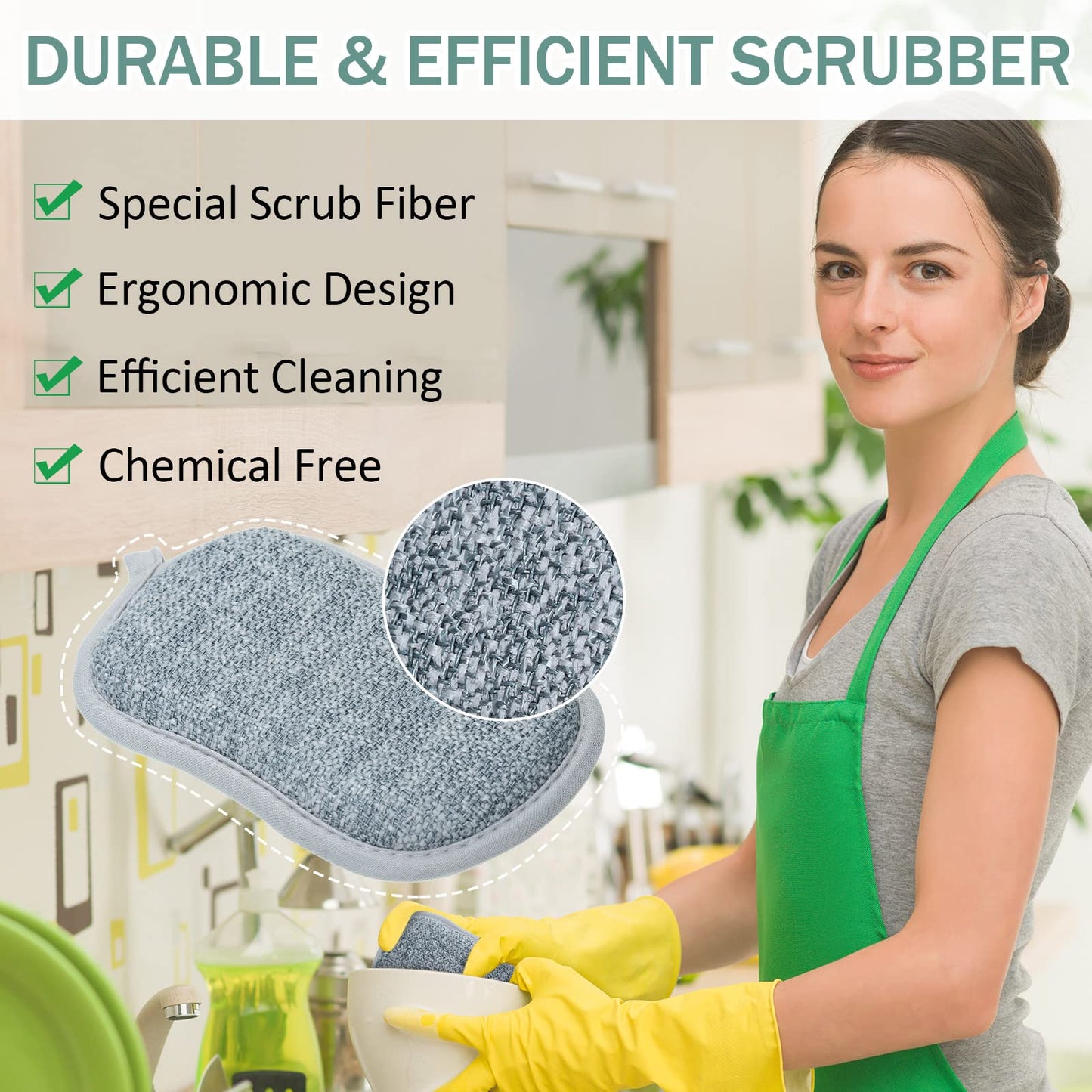 24 Pack Multi Purpose Scrub Sponges Non Scratch Microfiber Sponge Cleaning Dish Scrubber Reusable Dish Sponges for Washing Dishes Along with Heavy Duty Scouring Power for Household Cleaning, Grey