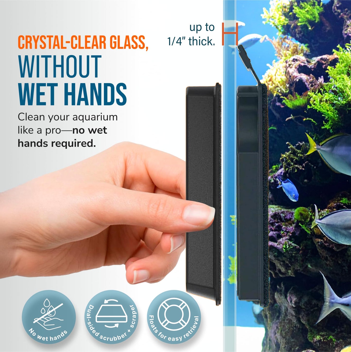 Flipper Nano Float 2-in-1 Floating Magnetic Aquarium Cleaner Fish Tank Algae Scrubber Scraper