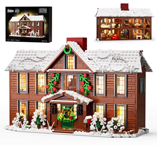 Christmas Little Women House Building Set with LED Light,Christmas Holiday Winter Snow House Kit,Compatible with Lego,Snow Village Building Blocks Model Toys,Christmas or Festival Gifts(1445 PCS)