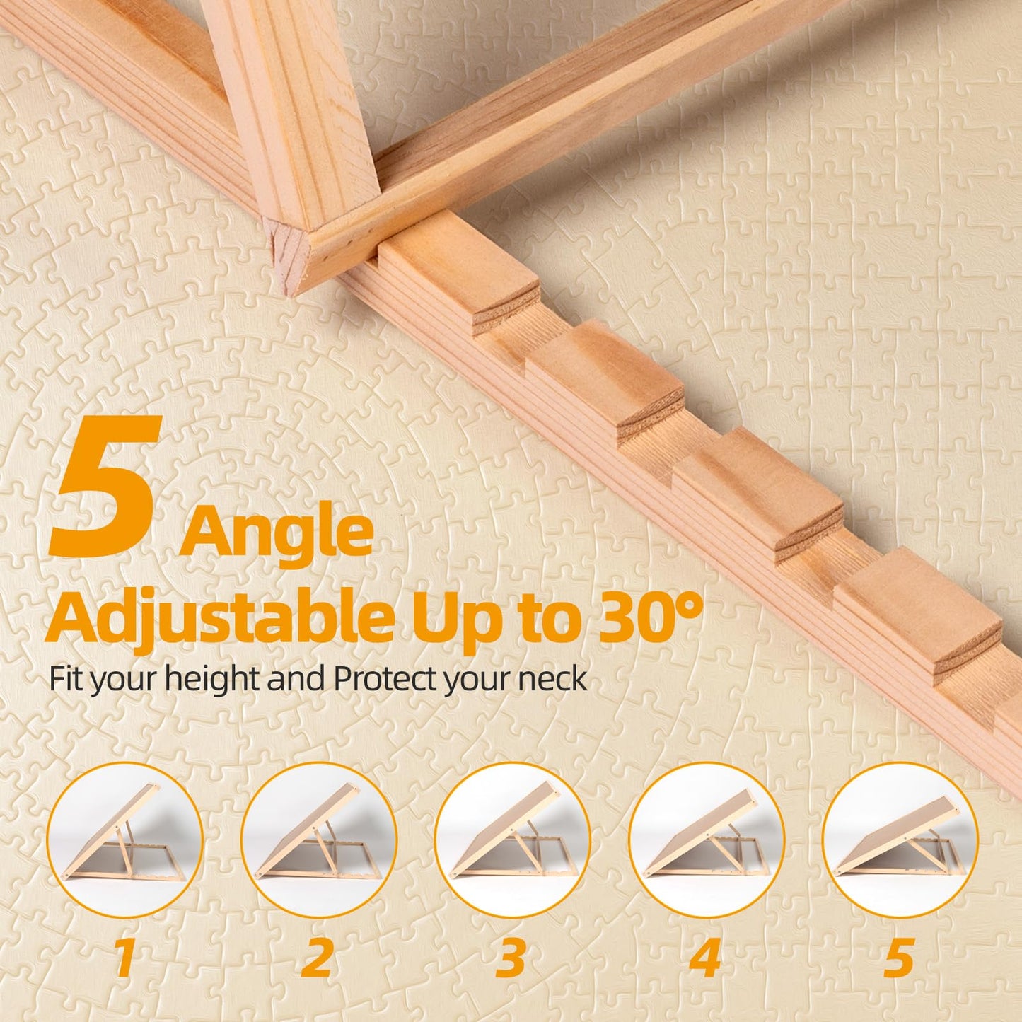 Pulchra 1000PCS Wooden Jigsaw Puzzle Board with Adjustable Bracket Portable Puzzle Table | Puzzle Organizer Boards Storage Accessories for Adults Children Kids