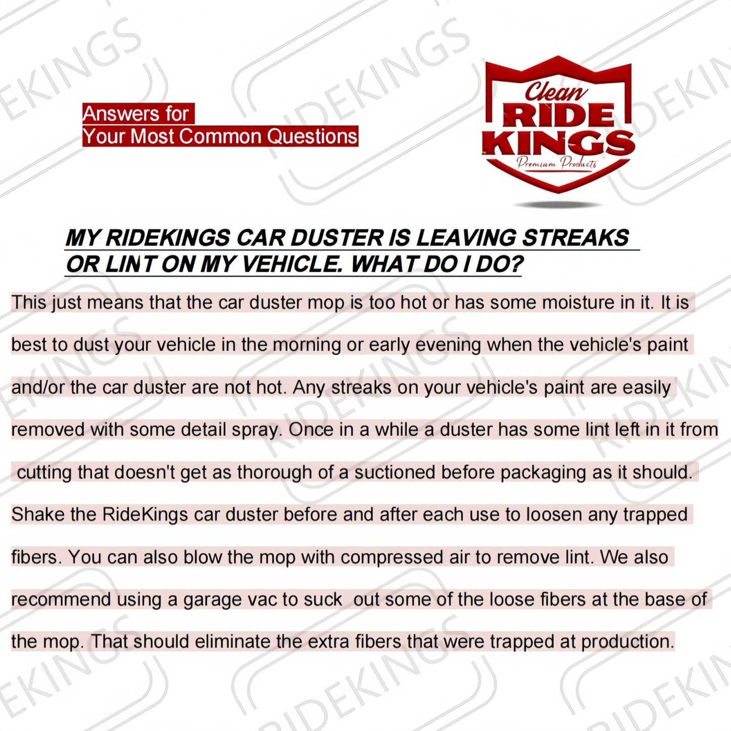 RIDE KINGS Car Duster Exterior Scratch Free,Car Dust Brush with Extendable Telescoping Handle to Remove Dust Pollen,Duster for Car,Truck,RV and Motorcycle,Large Auto Mop Duster Head, Wax Cotton Hair