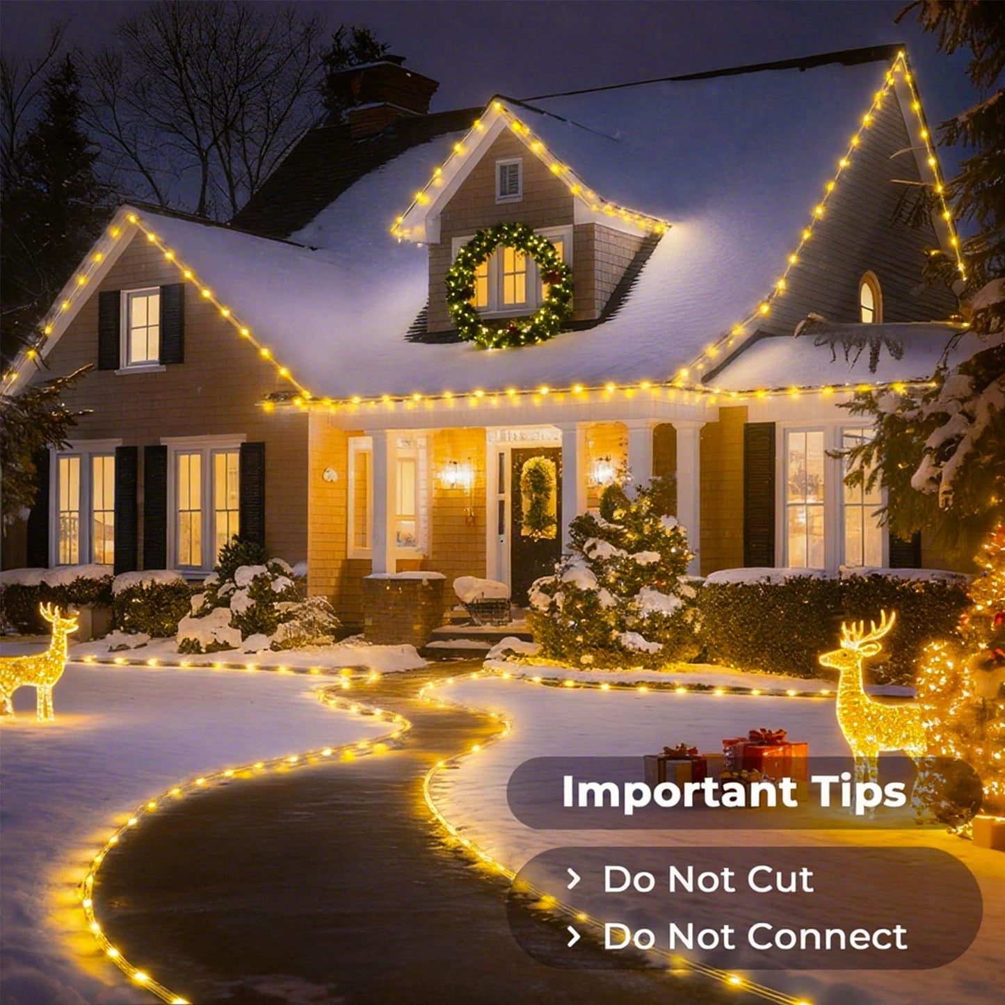 100FT 720 LED Christmas Rope Lights Outdoor Waterproof with Remote, 8 Modes and 4 Brightness, Rope Lights for Outside, Bedroom, Patio, Garden, Indoor Outdoor Decoration (Warm White)