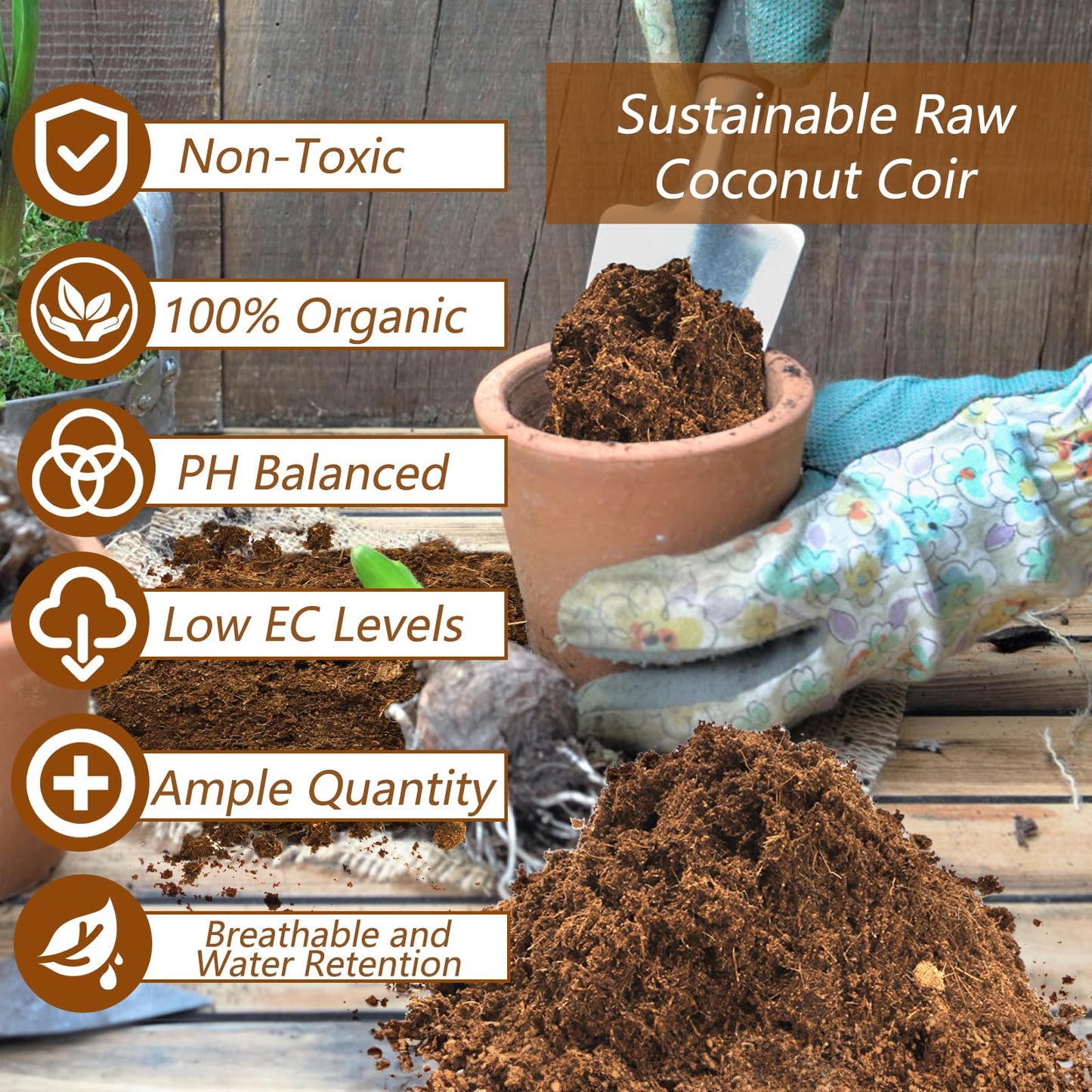 ZENFUN 12 Packs 17 lb Coco Coir Organic Brick for Plants, Natural Coconut Coir Pith, Compressed Coco Bricks, Coco Fiber for Soilless Gardening, High Nutrition Coconut Soil Coco Fiber