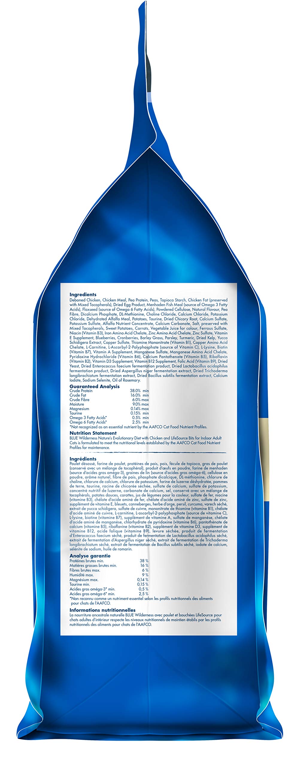 Blue Buffalo Wilderness High Protein Grain Free, Natural Adult Indoor Dry Cat Food, Chicken 2.2kg bag