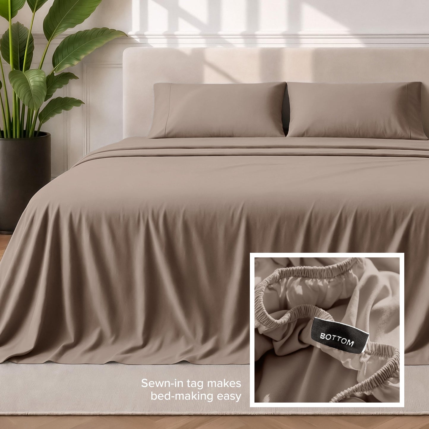 Bare Home King Sheet Set - 1800 Ultra-Soft Microfiber King Bed Sheets - Double Brushed - King Sheets Set - Deep Pocket - Bedding Sheets & Pillowcases (King, Taupe)