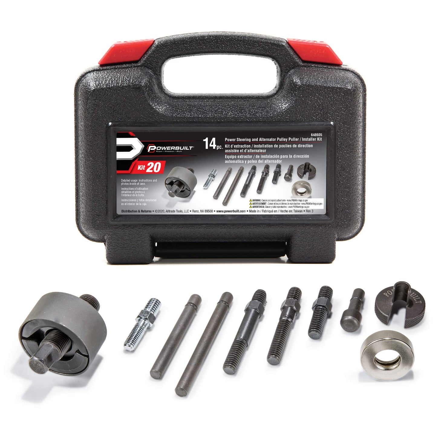 Powerbuilt Alltrade 648605 Kit 20 Power Steering and Alternator Pulley Removal and Installation Tool Set