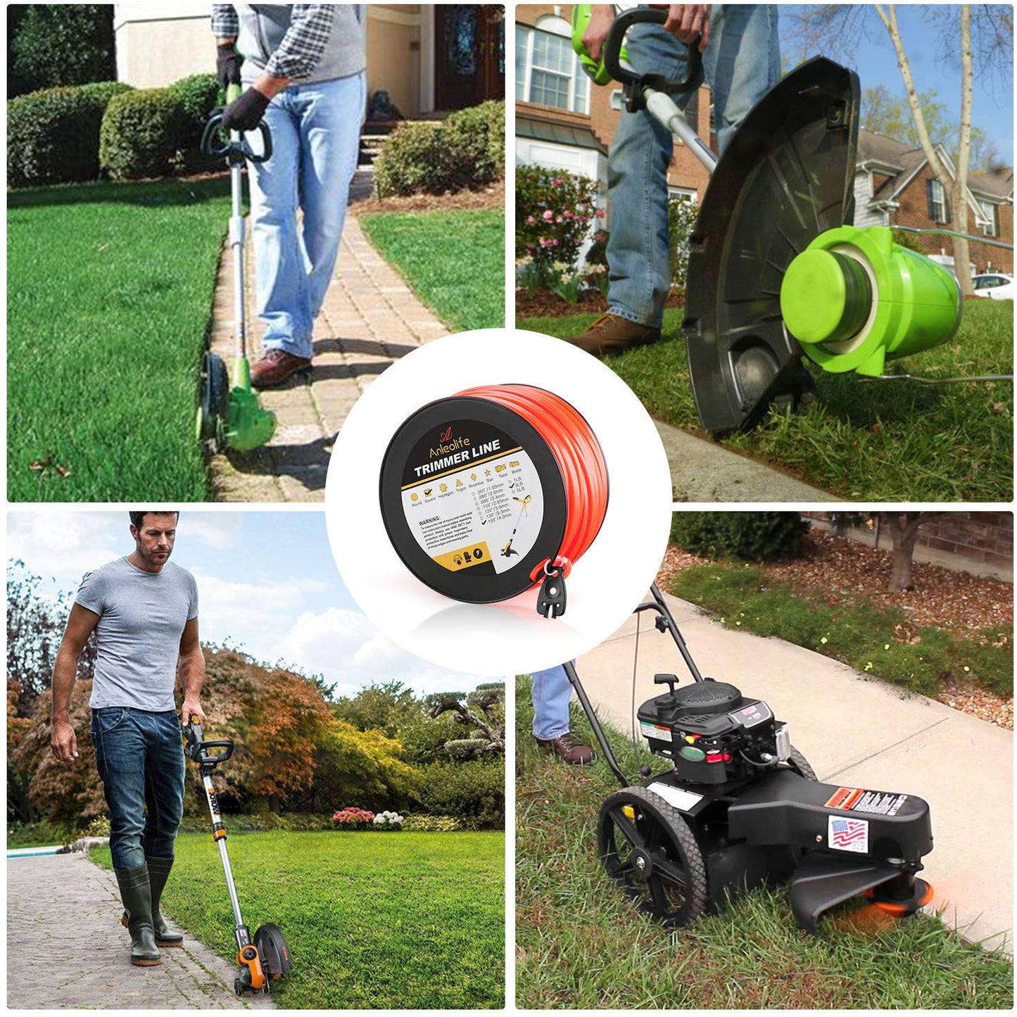A ANLEOLIFE 3-Pound Commercial Square .155-Inch-by-280-ft String Trimmer Line in Spool,with Bonus Line Cutter, Orange