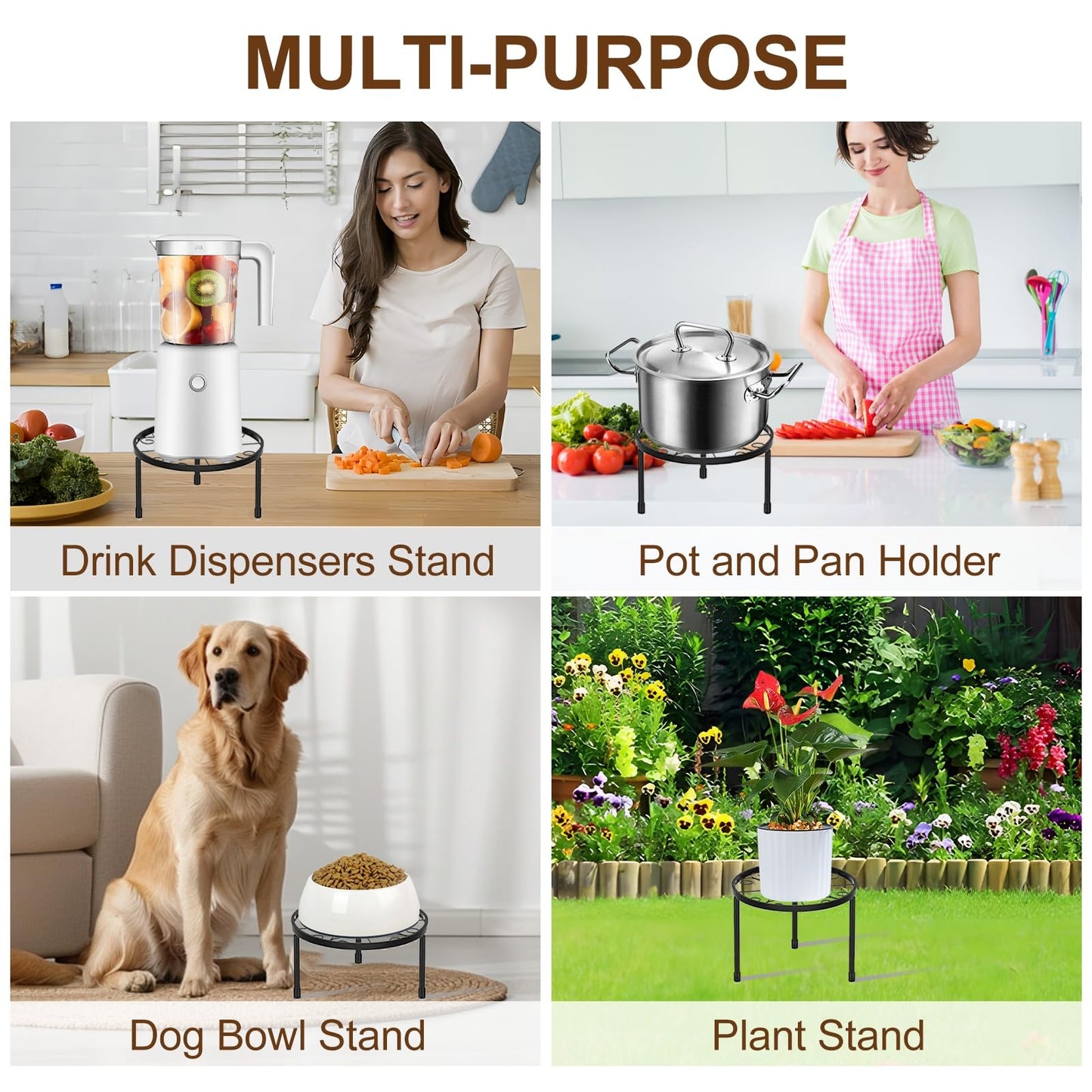 FABOMEI 5-Pack Metal Plant Stands Indoor & Outdoor, Anti-Rust Iron, Heavy Duty, Black