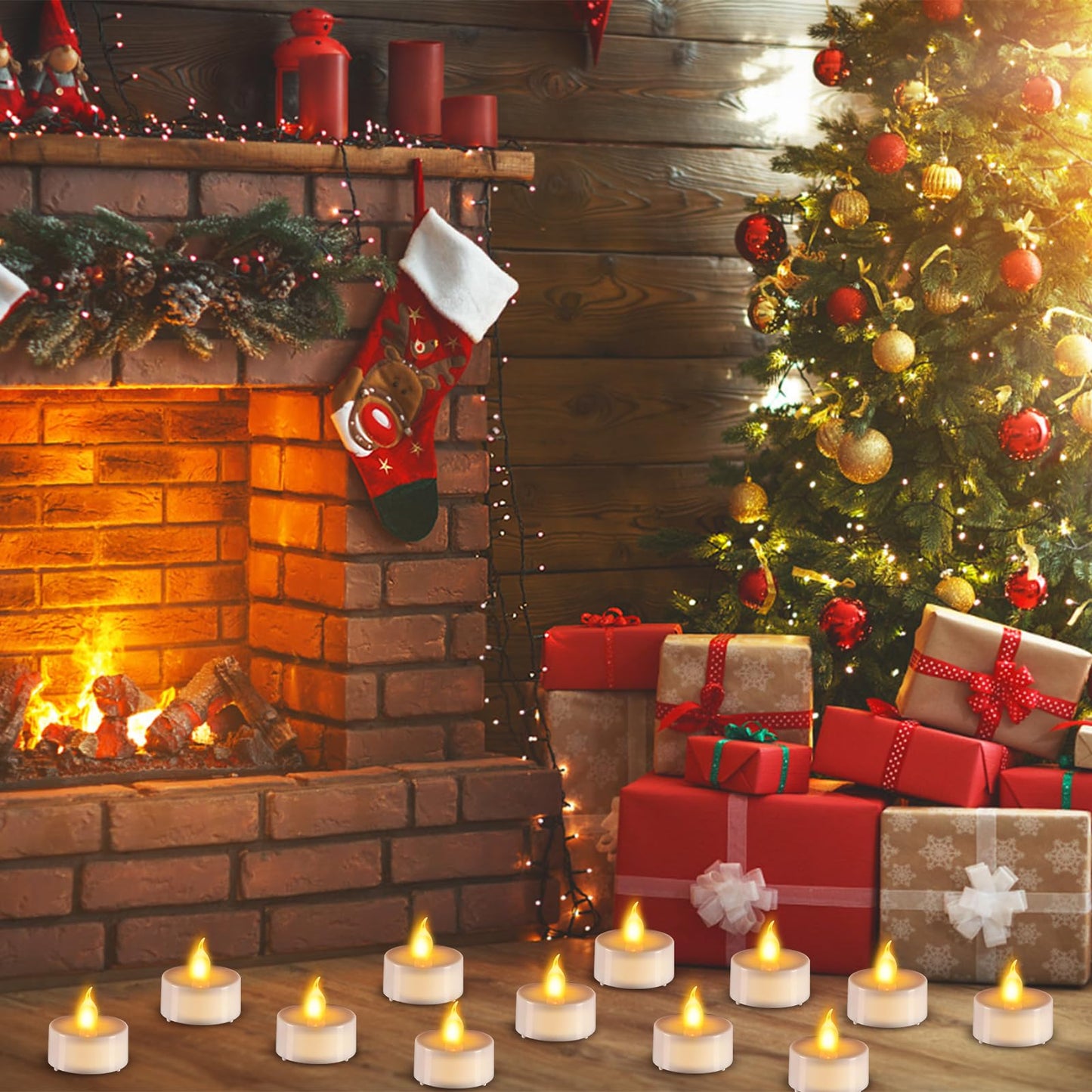 cimetech 24PCs Led Tea Lights with Timer, Electric Flickering Flameless Candles Battery Operated Led Candle Tealights with Remote Control for Halloween Decor & Christmas Decorations