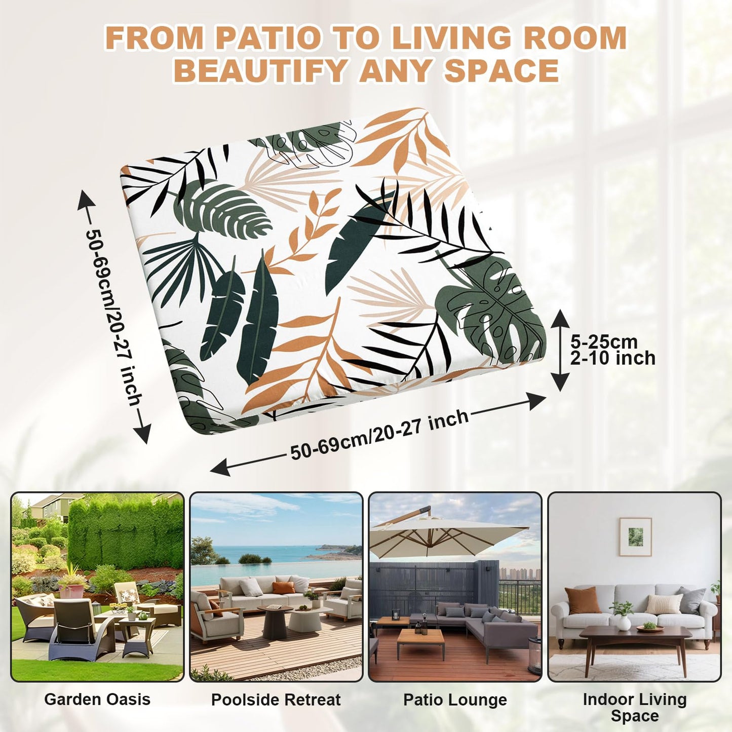 8 Pcs Outdoor Couch Covers, Patio Sofa Cushion Covers-Stretch Print Slipcovers,Washable Sofa Chair Seat Cushions Slipcovers for Indoor & Outdoor Furniture