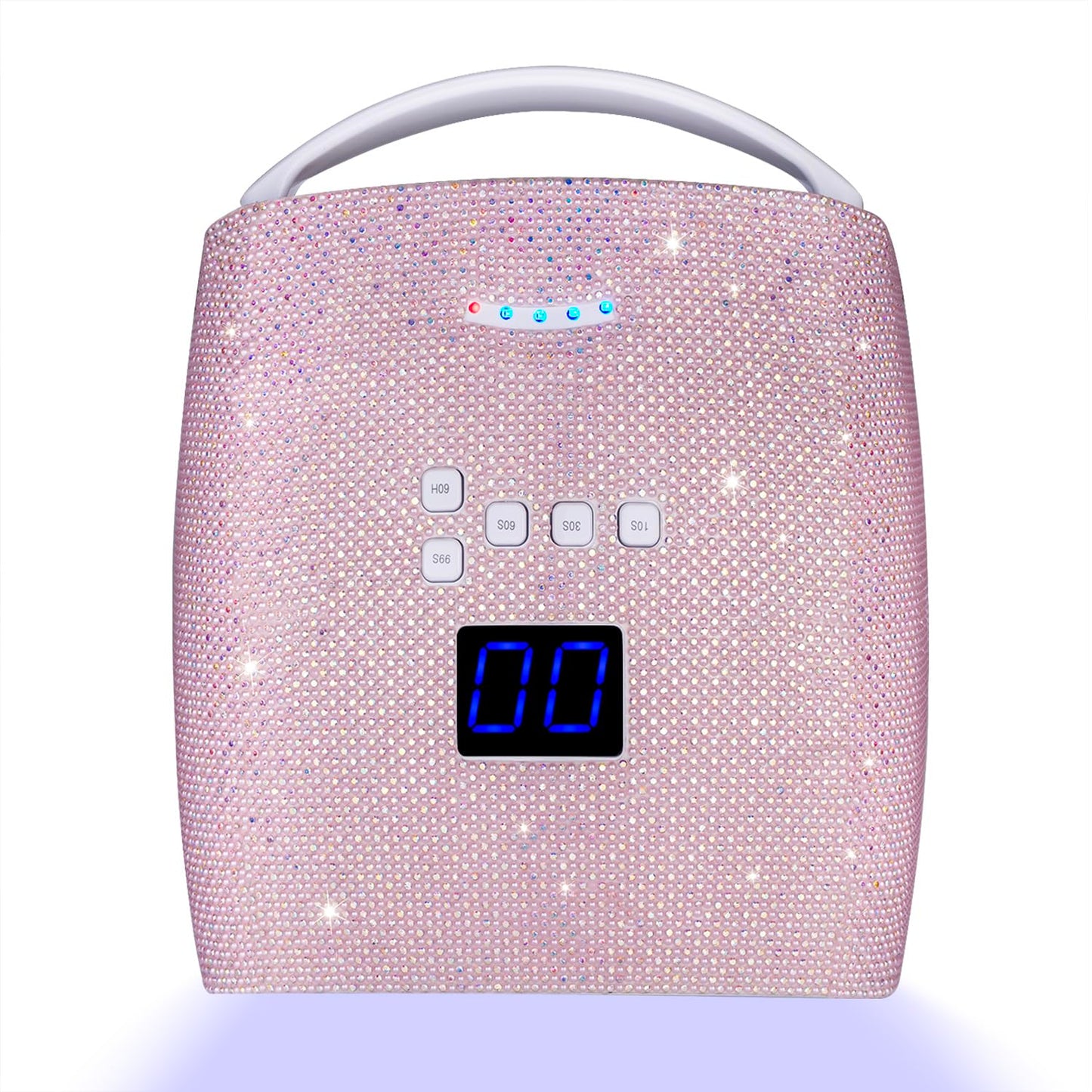 Ayshone 48W Cordless UV LED Nail Lamp,Rechargeable Gel Nail Dryer with Handle Nail Art Manicure Tools for Home and Salon (Pearl Pink Diamond)