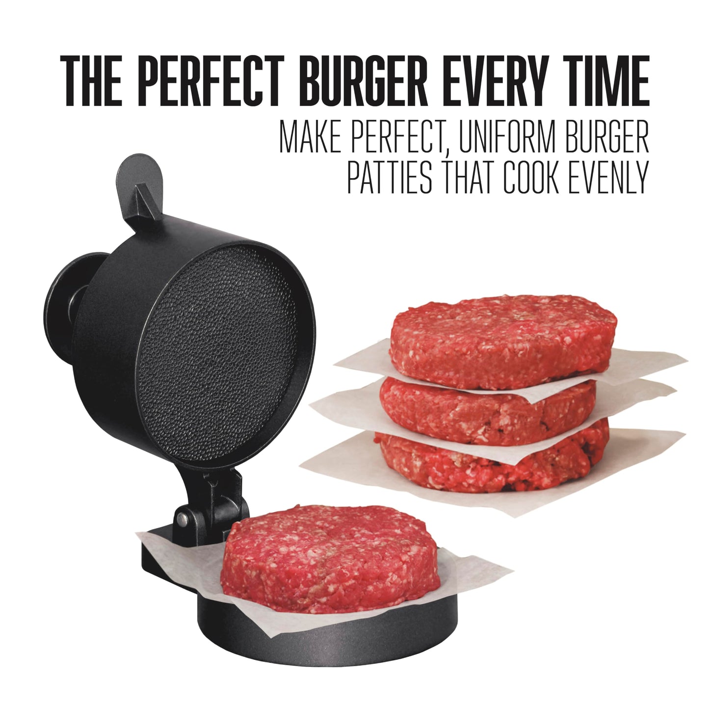 Weston Burger Press, Makes 4 1/2" Diameter Patties for Hamburger, Crab Cakes, Sausage, 1/4lb to 3/4lb, with Spring Ejector for Easy Removal, Single, Non-stick Heavy-Duty Cast Aluminum (07-0310-WG)