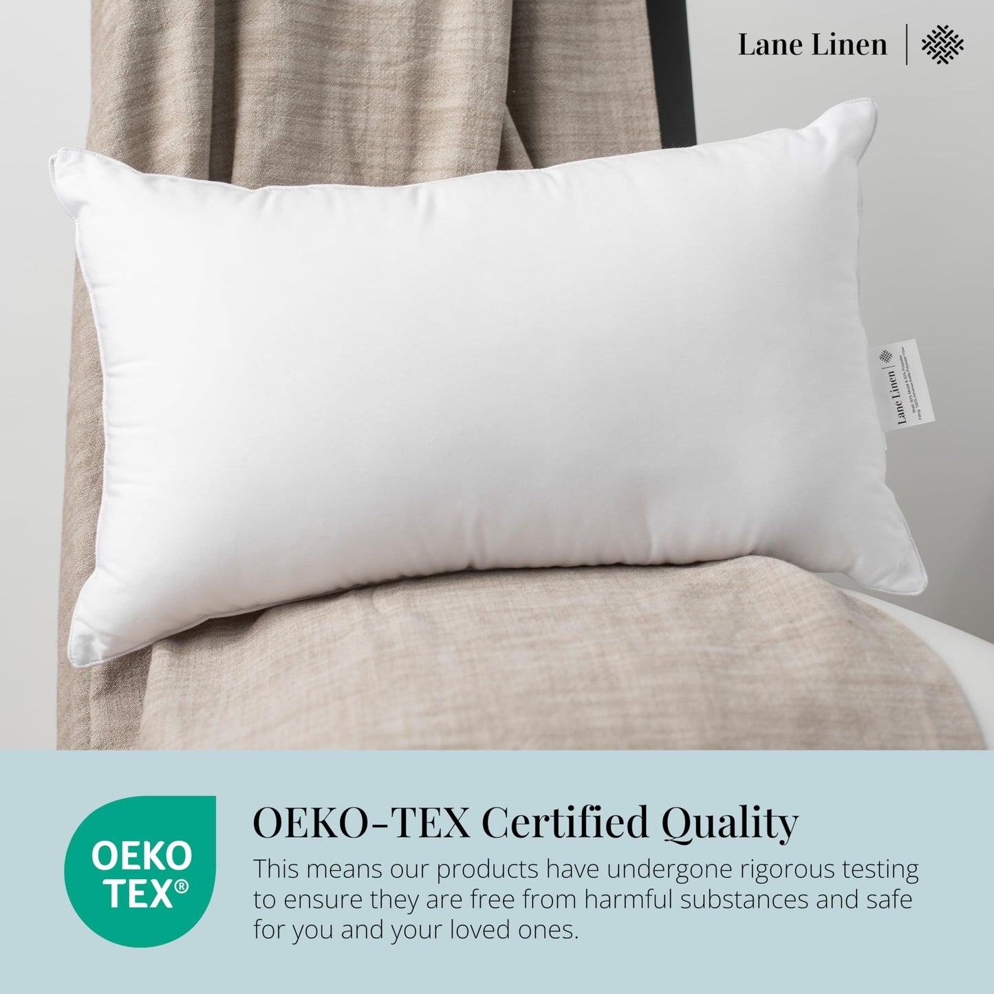 Lane Linen Pillow Inserts 12x20 (Set of 4) – Down Alternative Throw Pillows for Couch, Bed & Sofa - Soft Fluffy Decorative Stuffer Pillows for Indoor & Outdoor Use