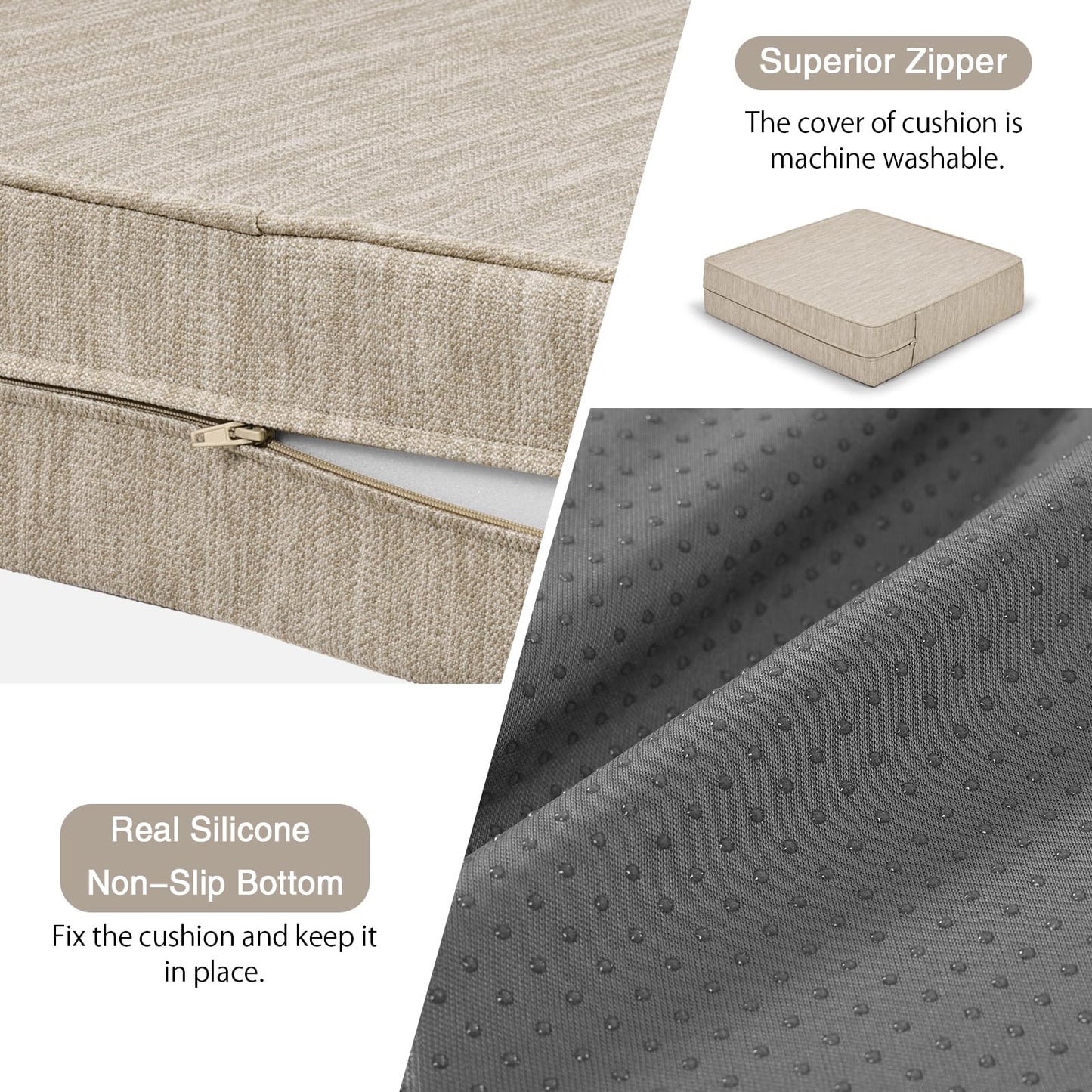 baibu Extra Large Dual-Layer Gel Memory Foam Recliner Cushions for Elderly, 20x20x5 Inch Thick Non-Slip Recliner Seat Cushion Suitable for Couch for Easy to Stand Up & Reduce Hip & Lumbar Pain, Beige